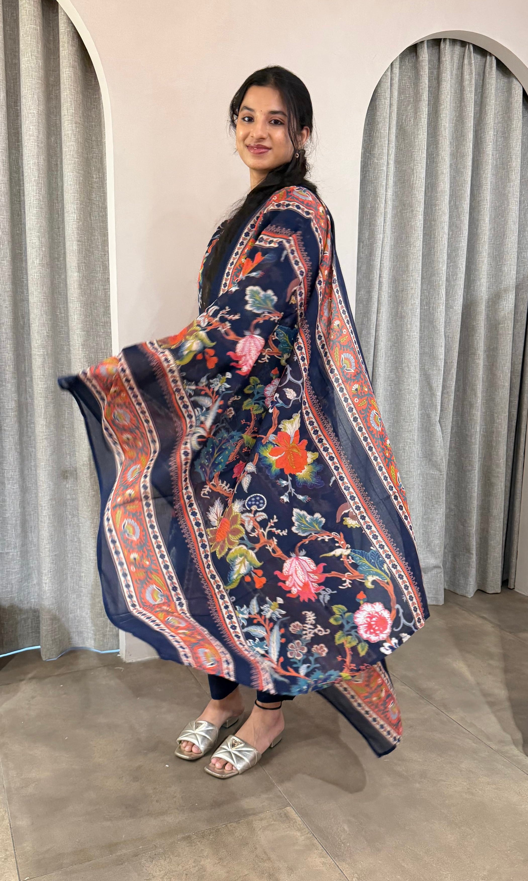 Blue FLORAL kurta set