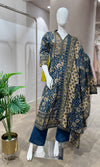 BLUE FLORAL PRINT ETHNIC KURTA SET