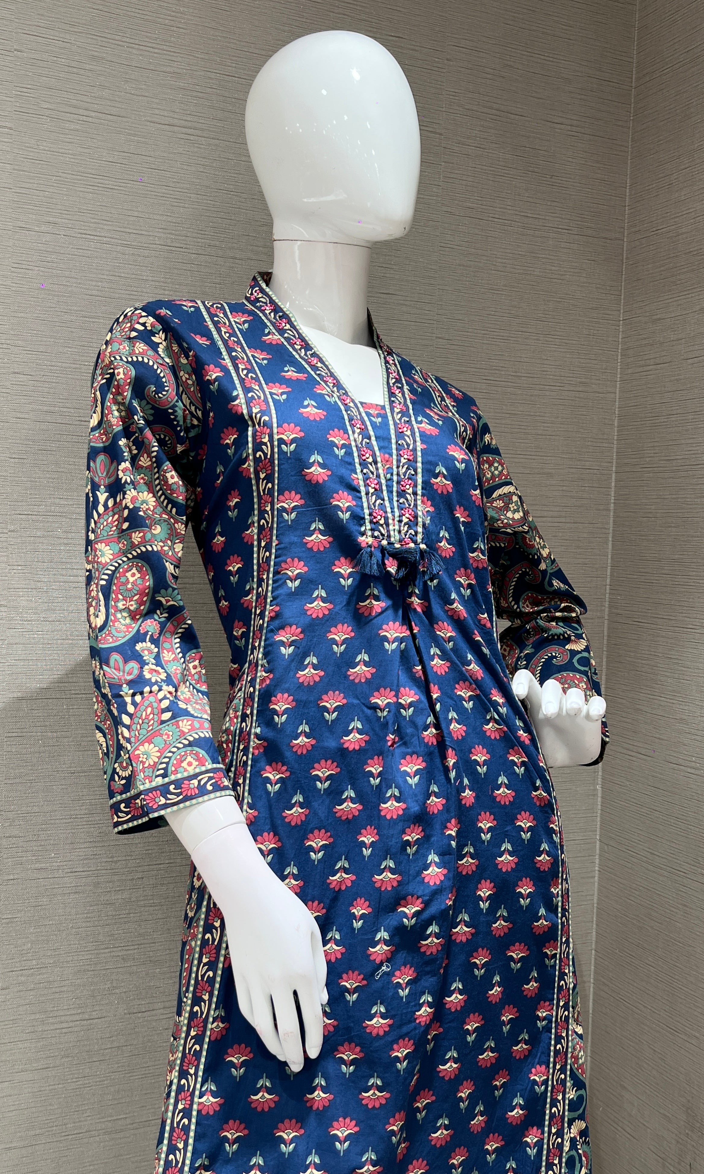 Blue Ethnic Motif Printed Kurta Set