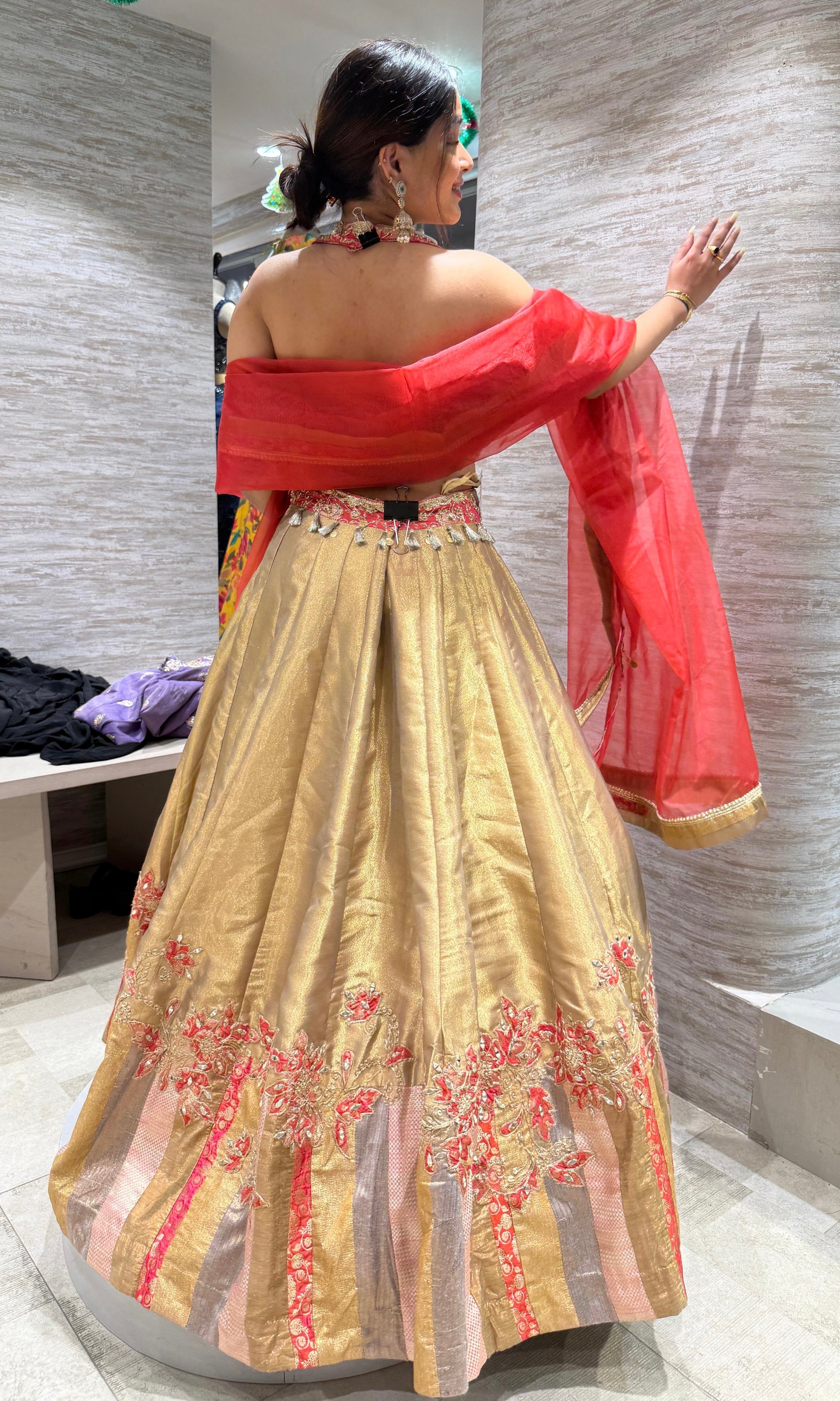 PINK and gold intricate embroiderY lehenga