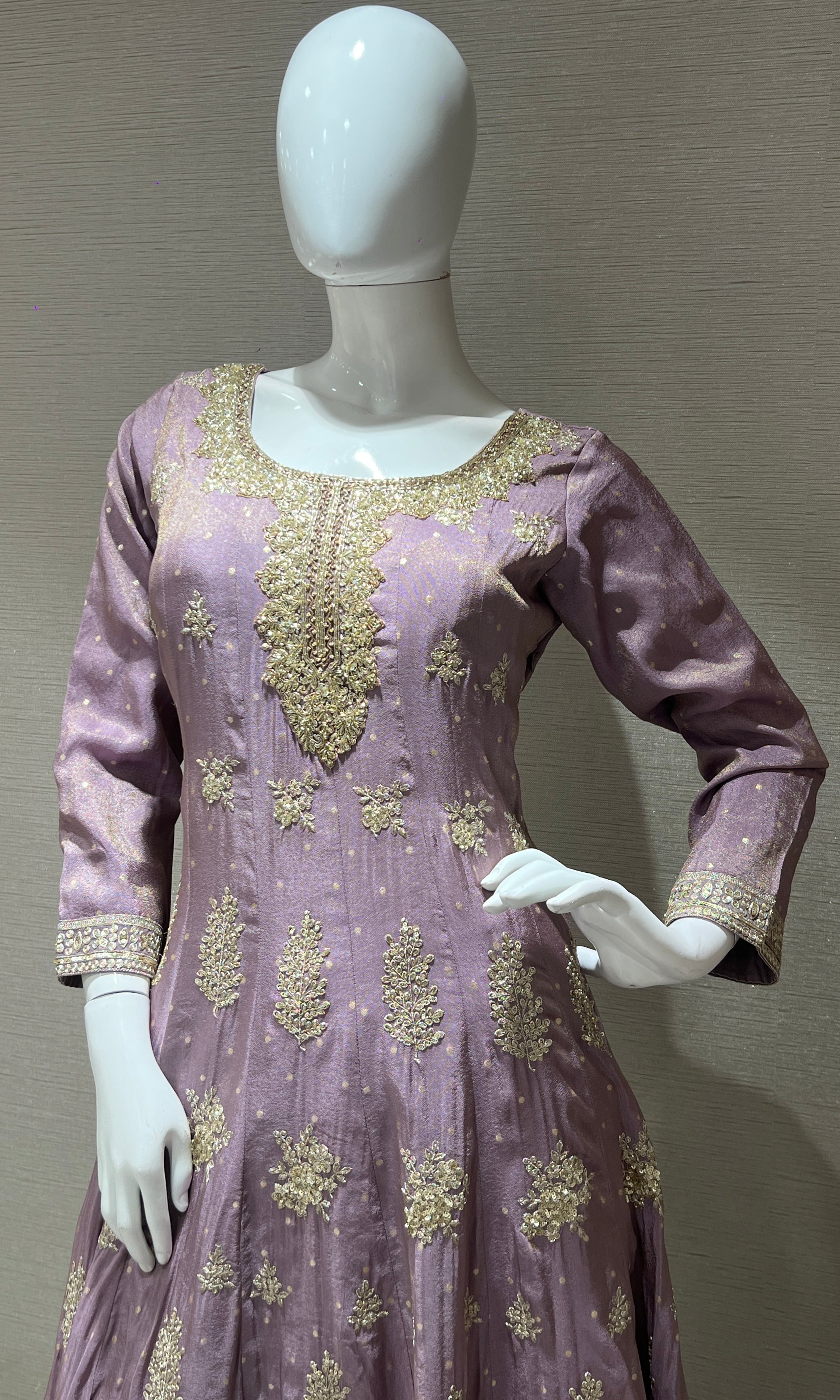 Lavender Anarkali kurta set with palazzo pants