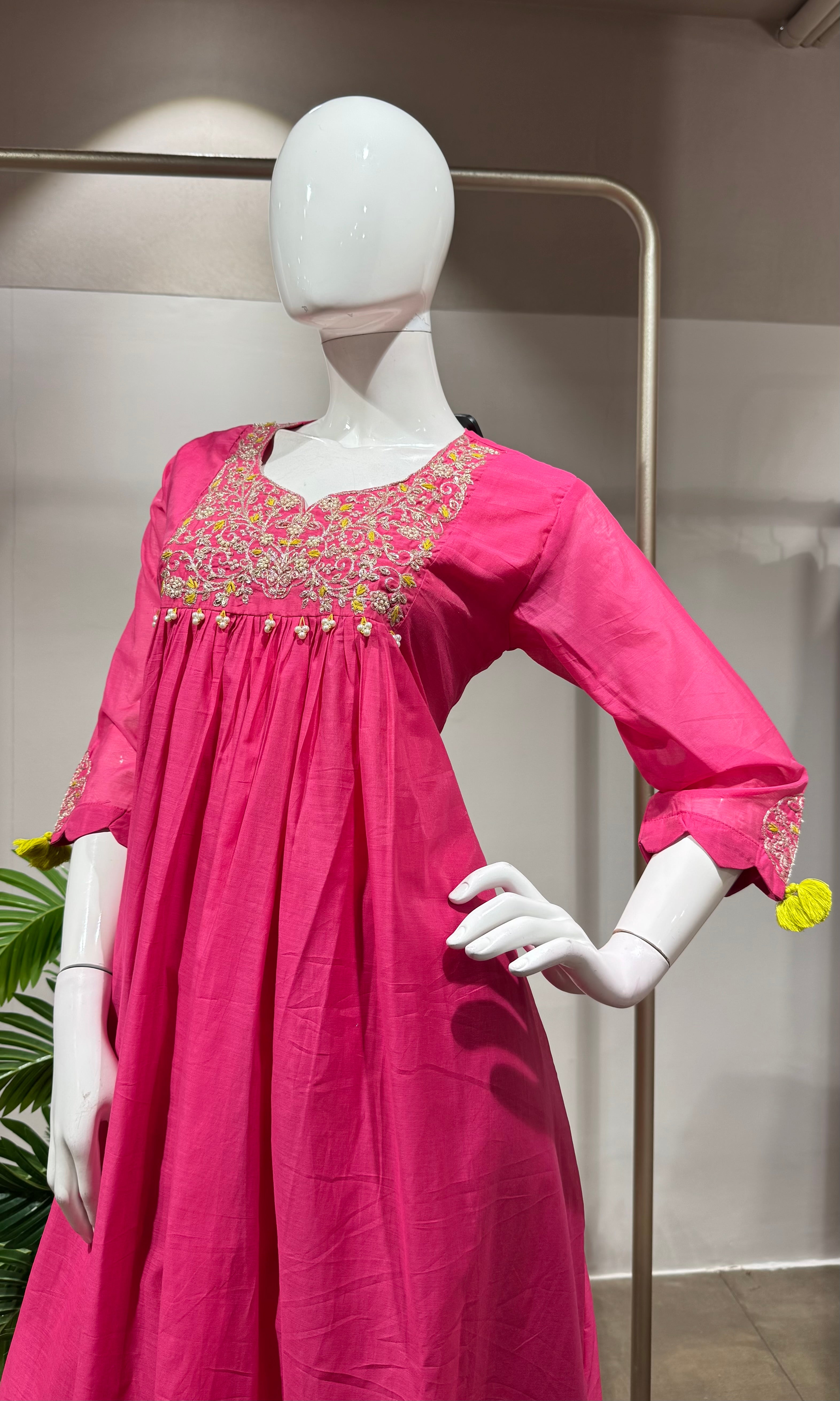 RANI Floral Embroidered Flared Suit with Dupatta