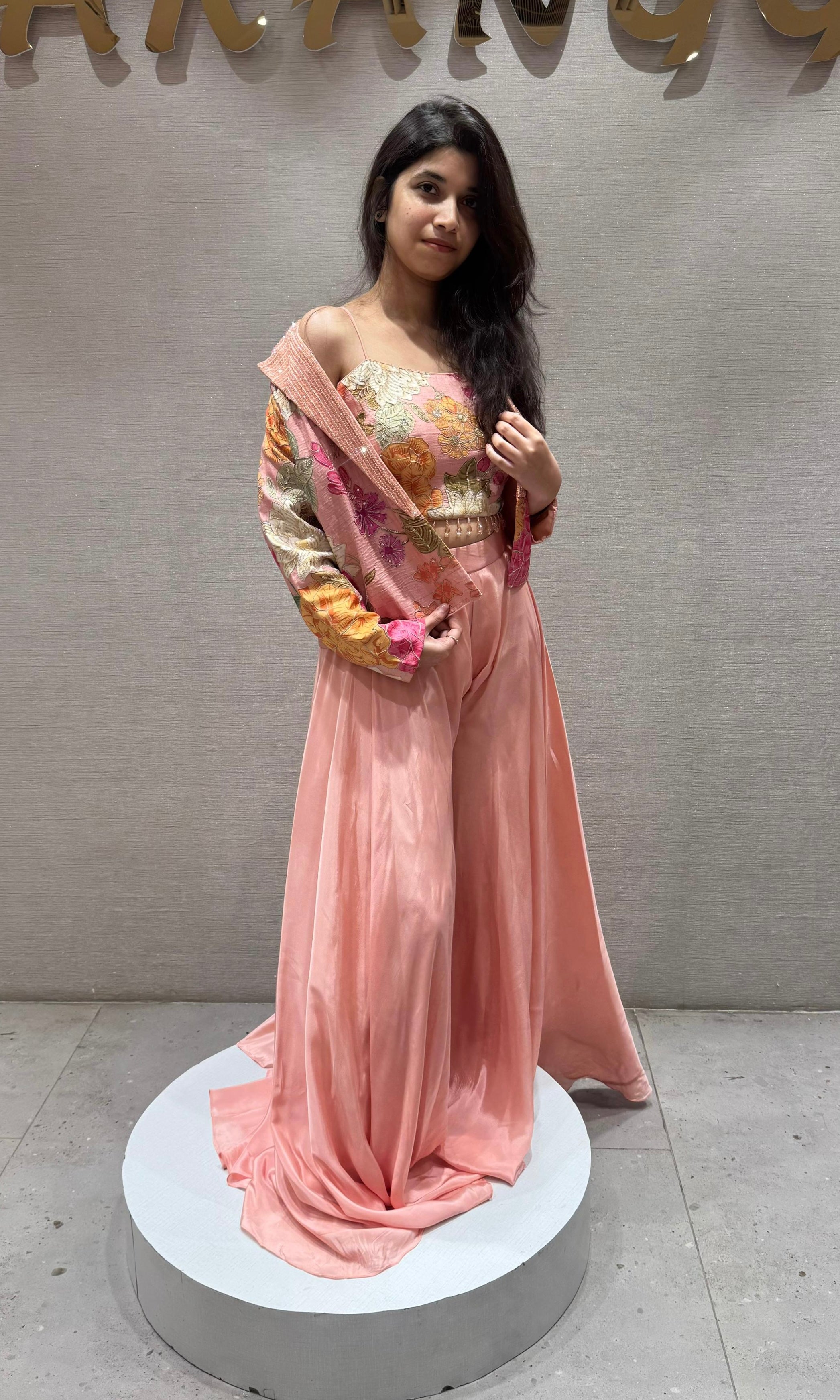 Peach Blossom Garden Jacket Palazzo Set