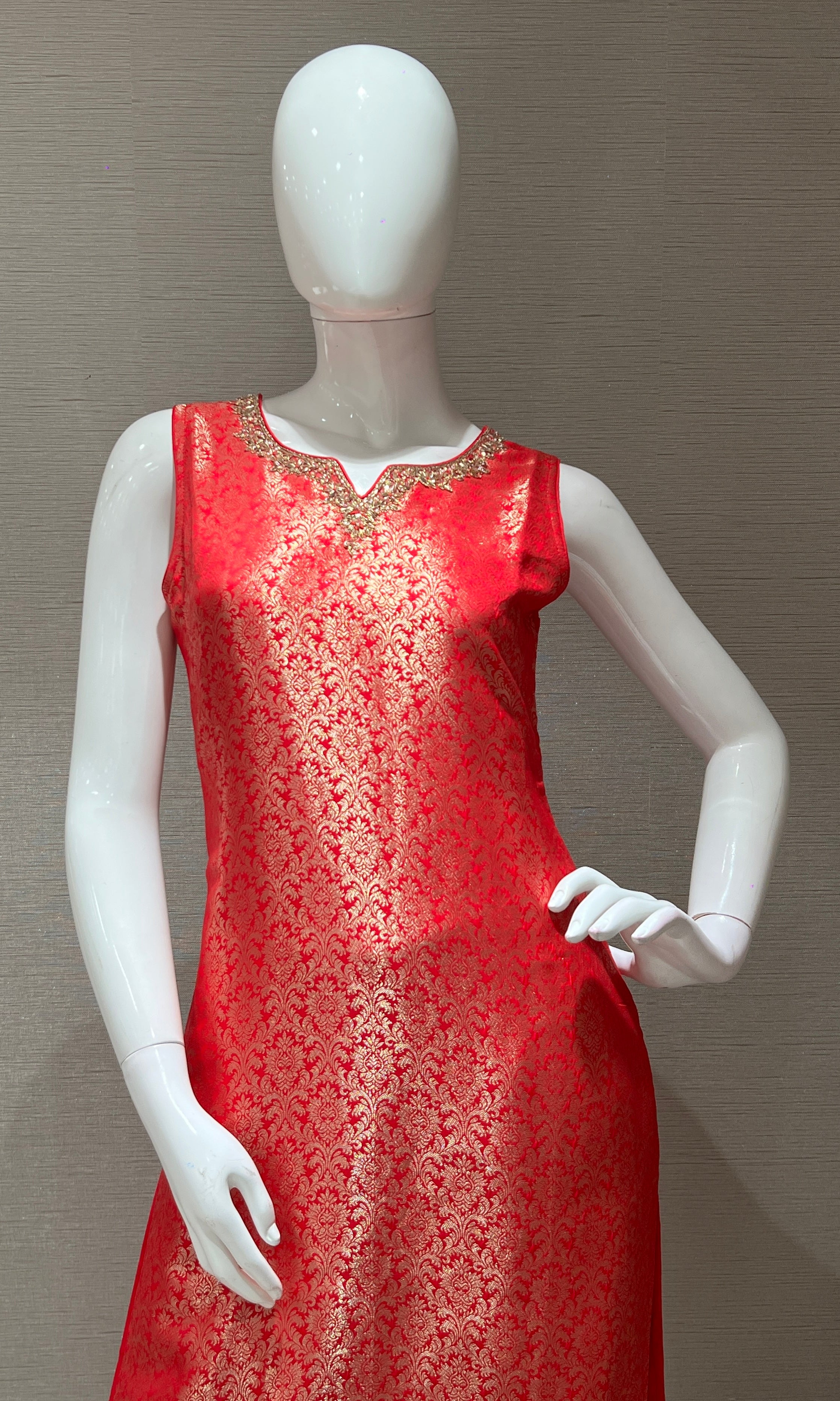 Rani pink embellished kurta set