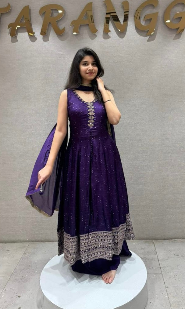 Royal Amethyst Front Slit Anarkali KURTA Set