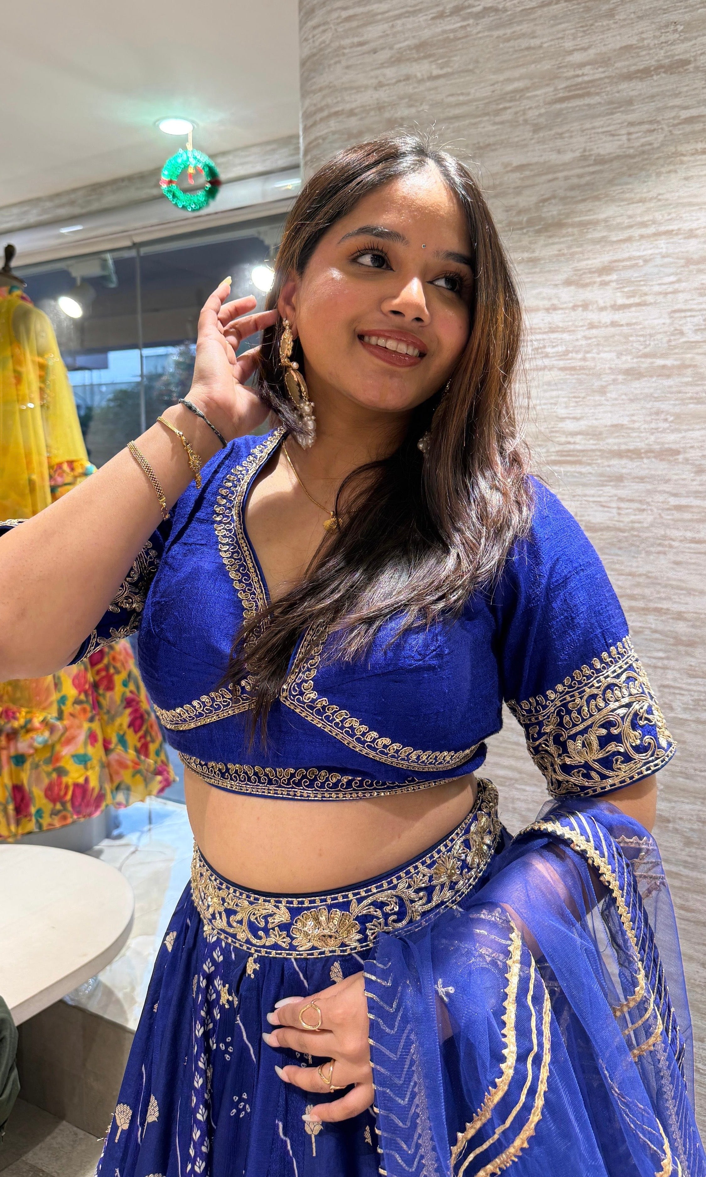 Blue golden embroidered Lehenga