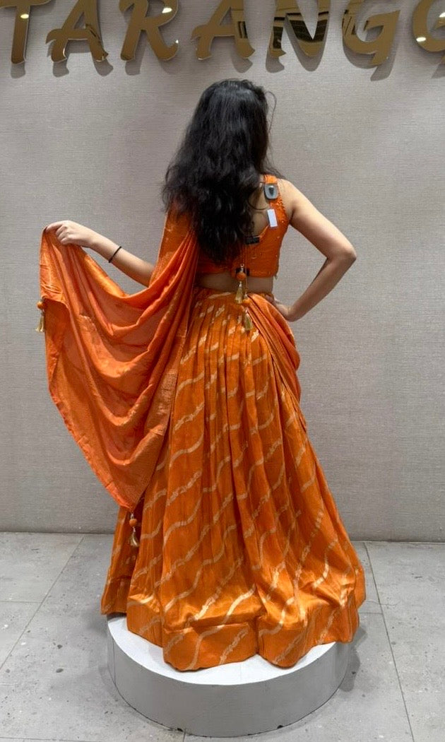 Orange leheriya lehenga
