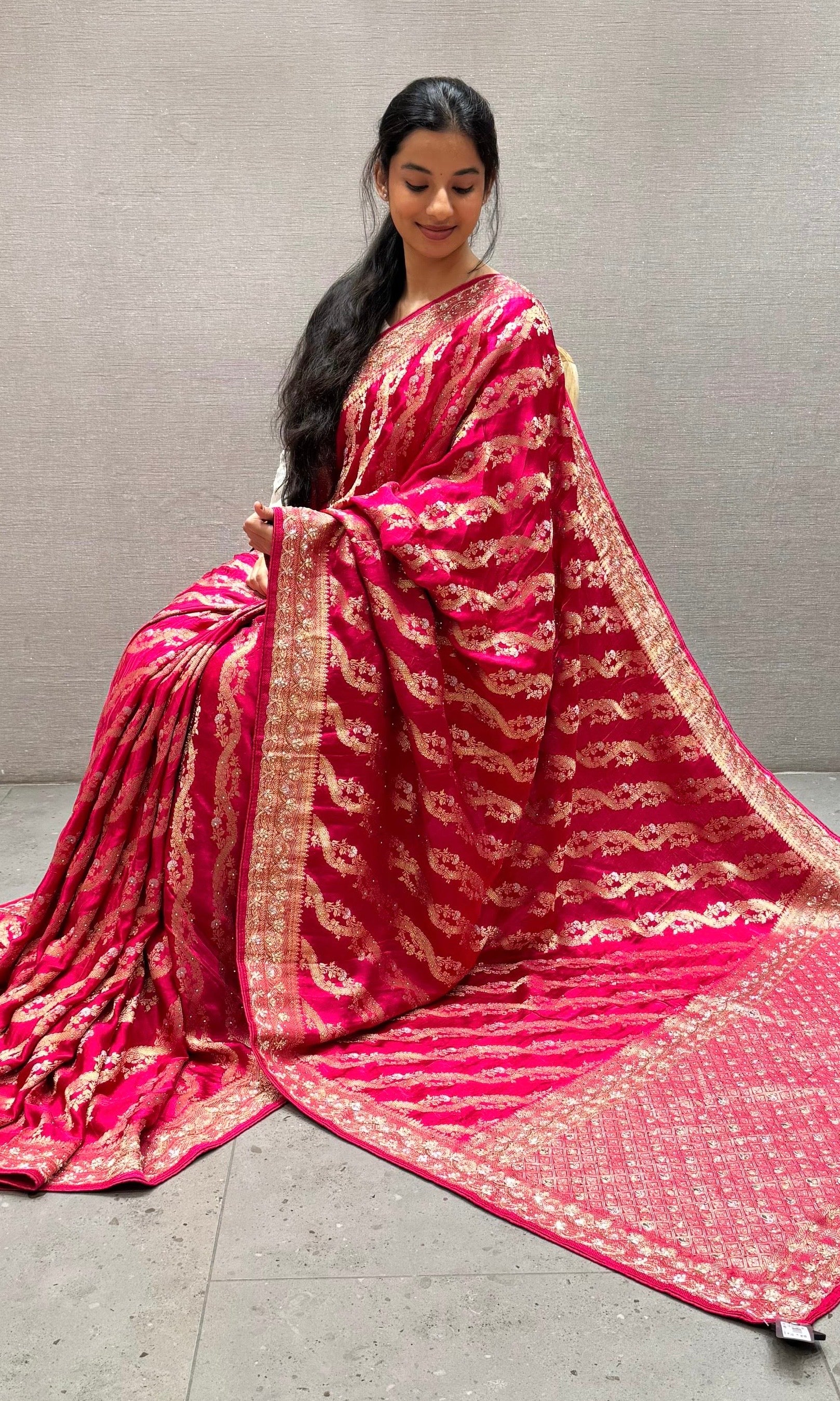 Pink Banarasi saree