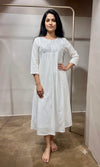 White Flared Embroidered frock