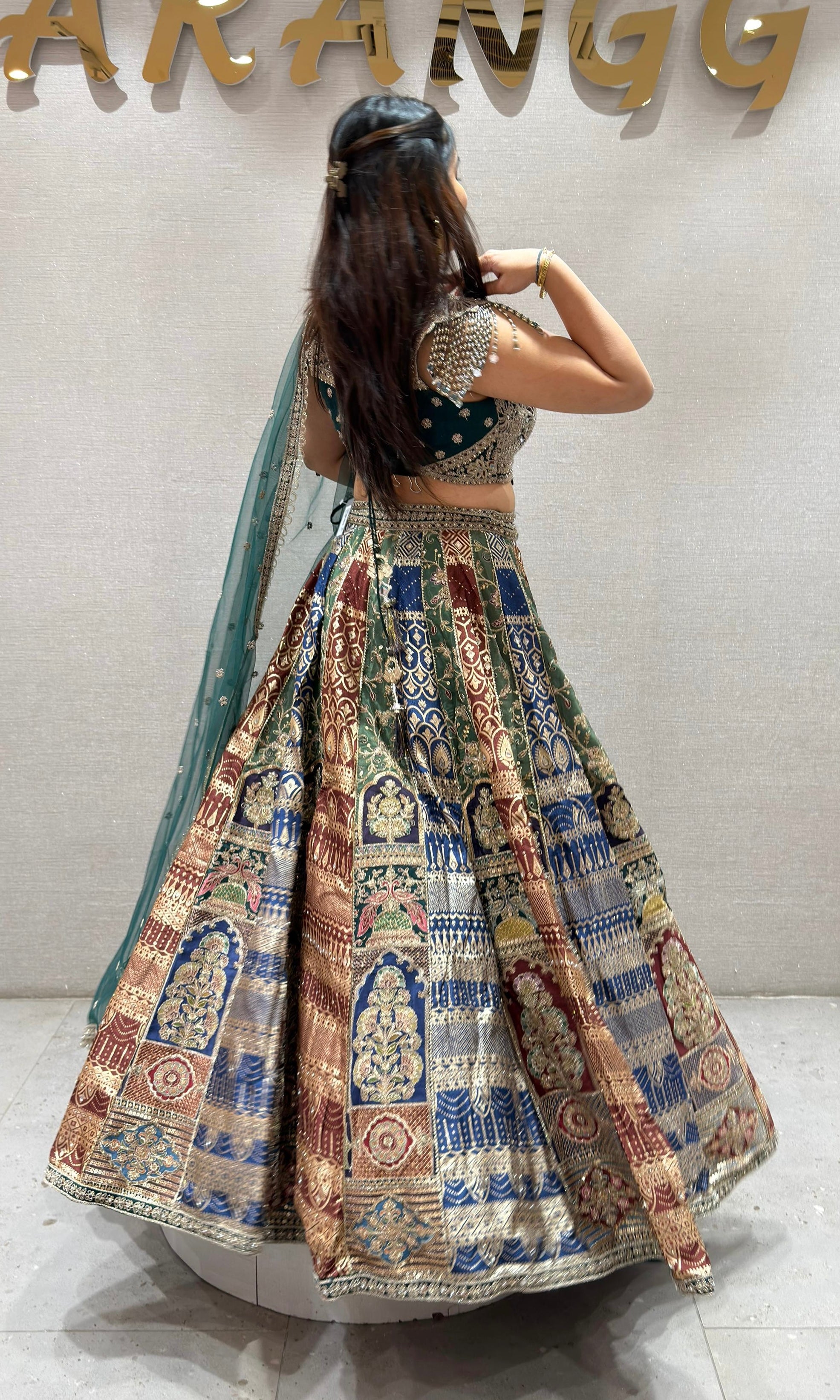 Multi GOLDEN HEAVY EMBROIDERED Lehenga