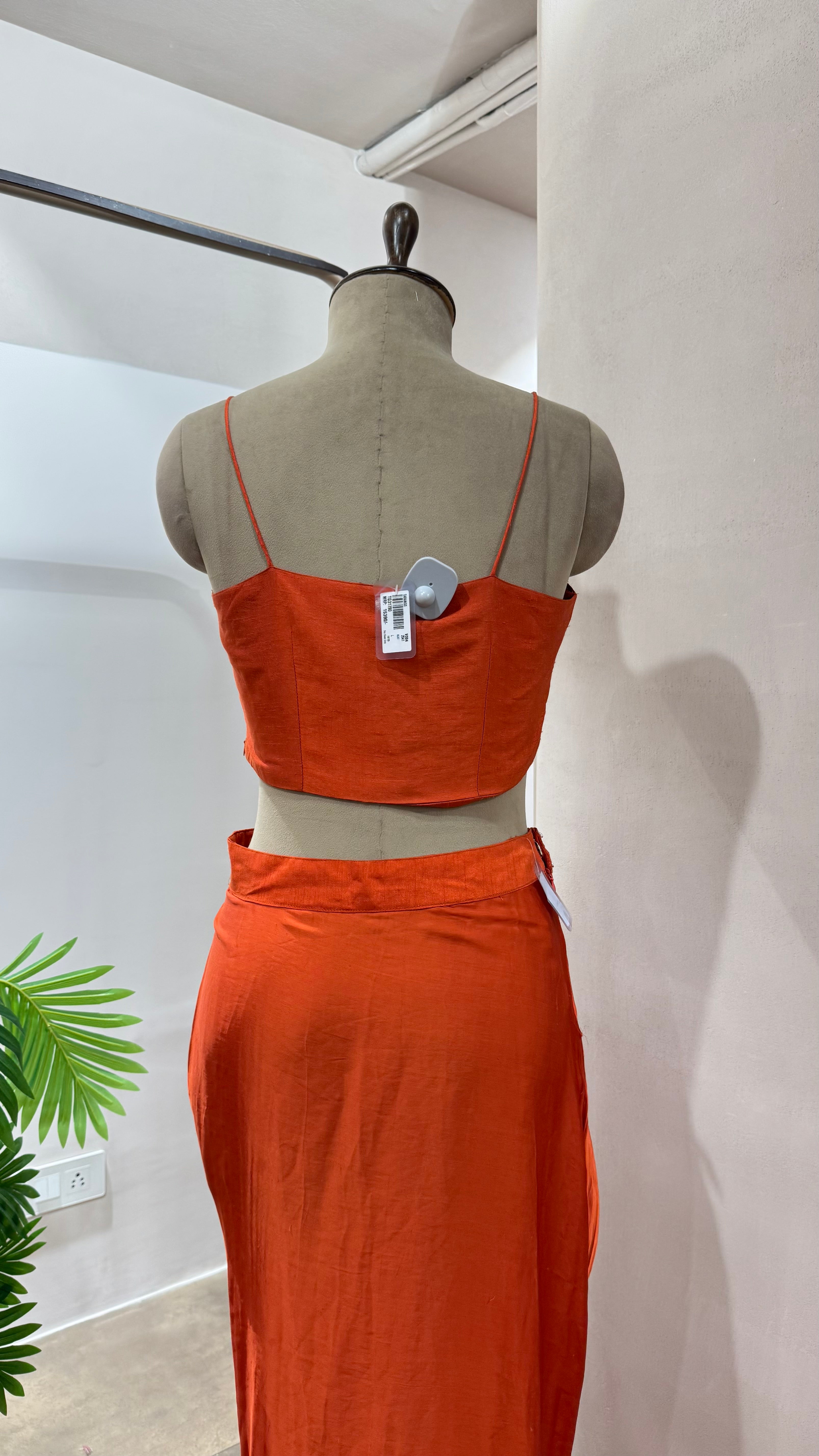 Rust FLORAL BLOUSE WITH SKIRT AND CAPE