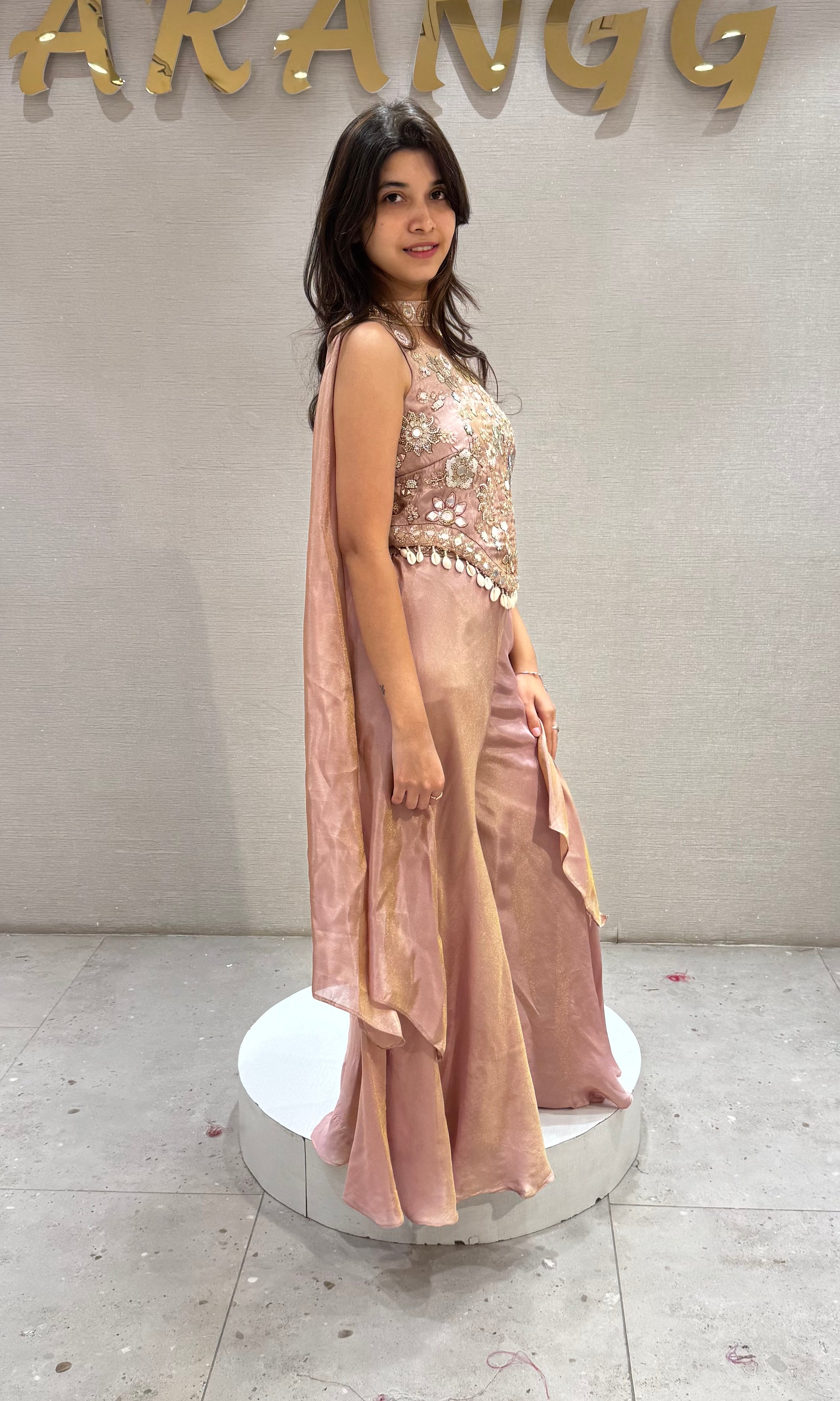 Onion Pink Peplum Palazzo Set