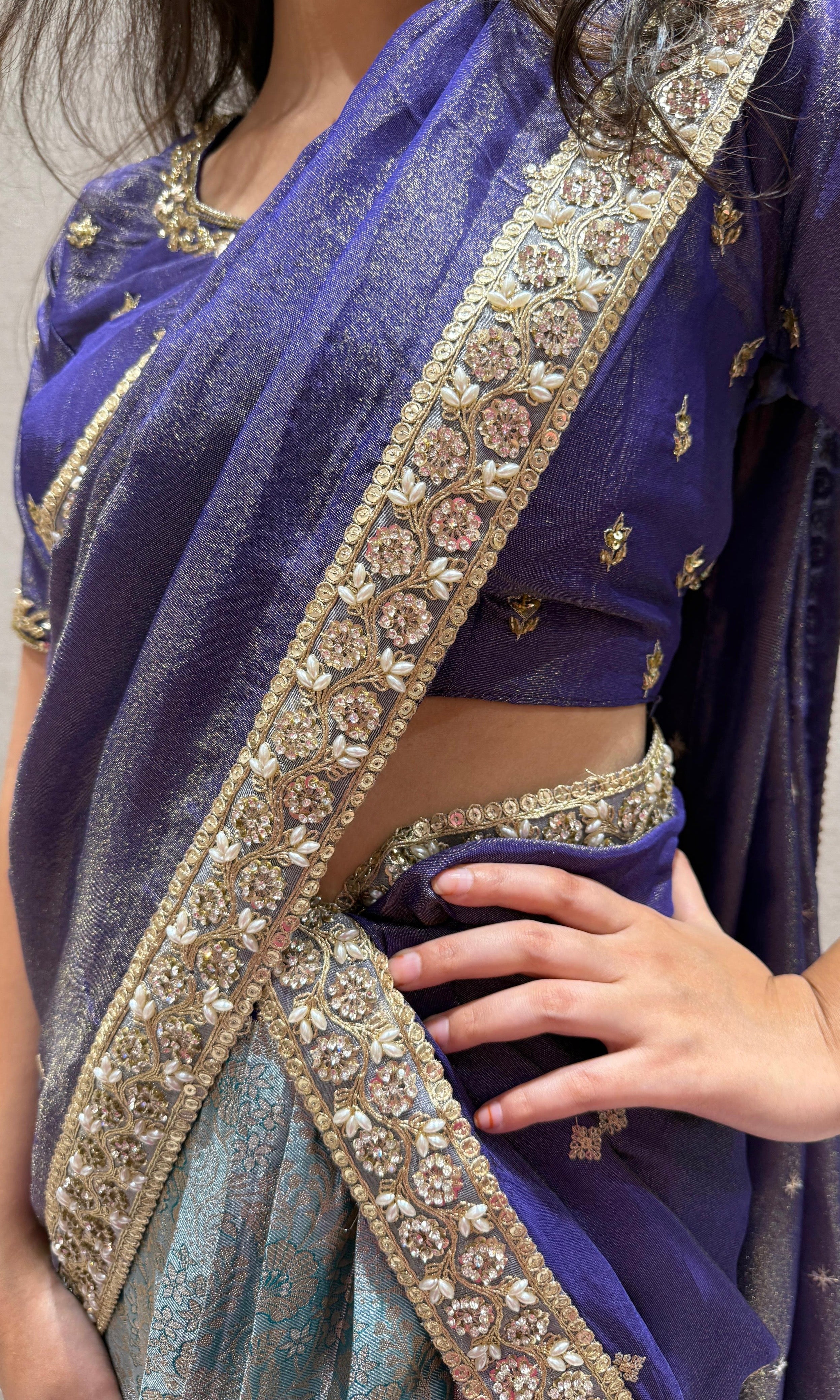 Purple pattu Lehenga