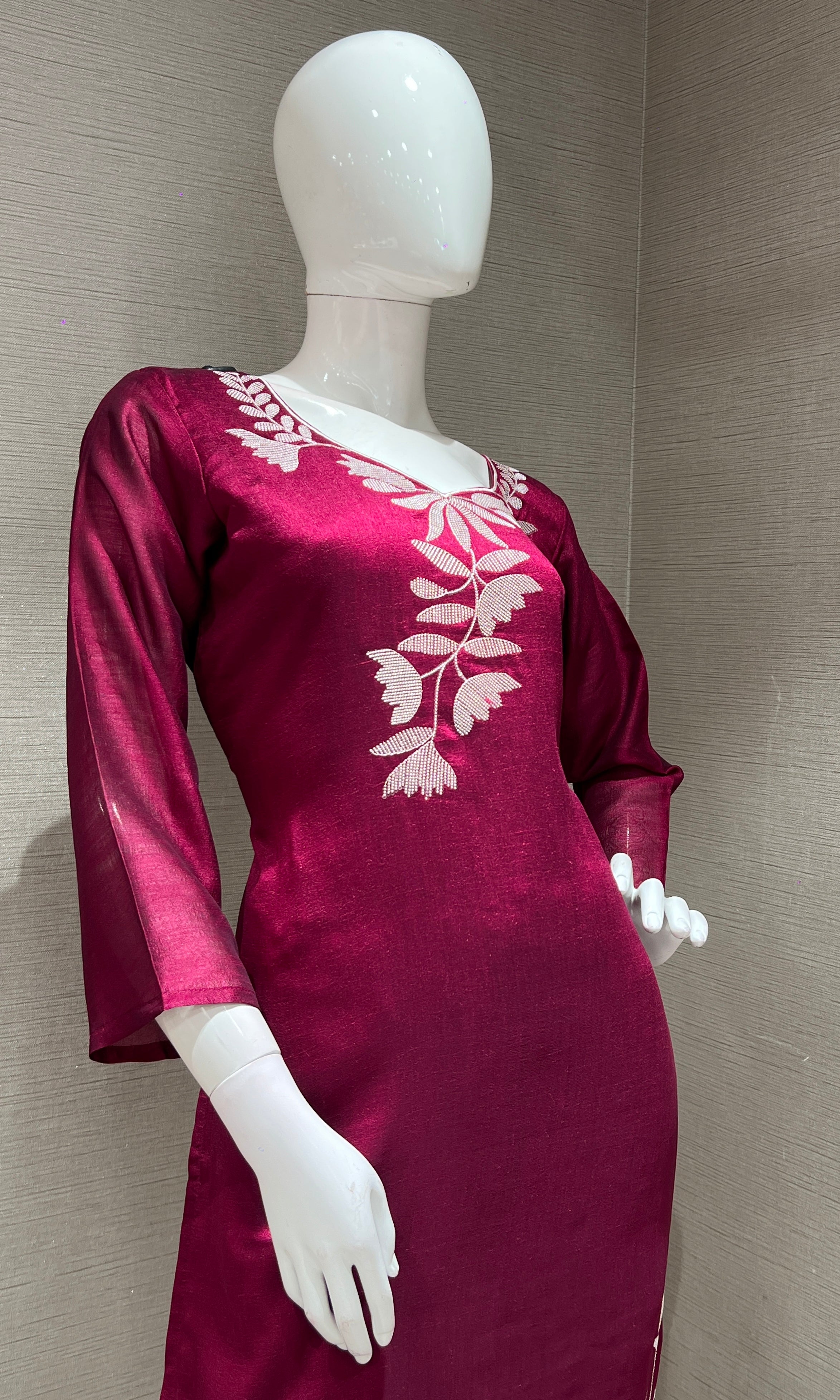 WINE FLORAL PRINTED KURTA SET
