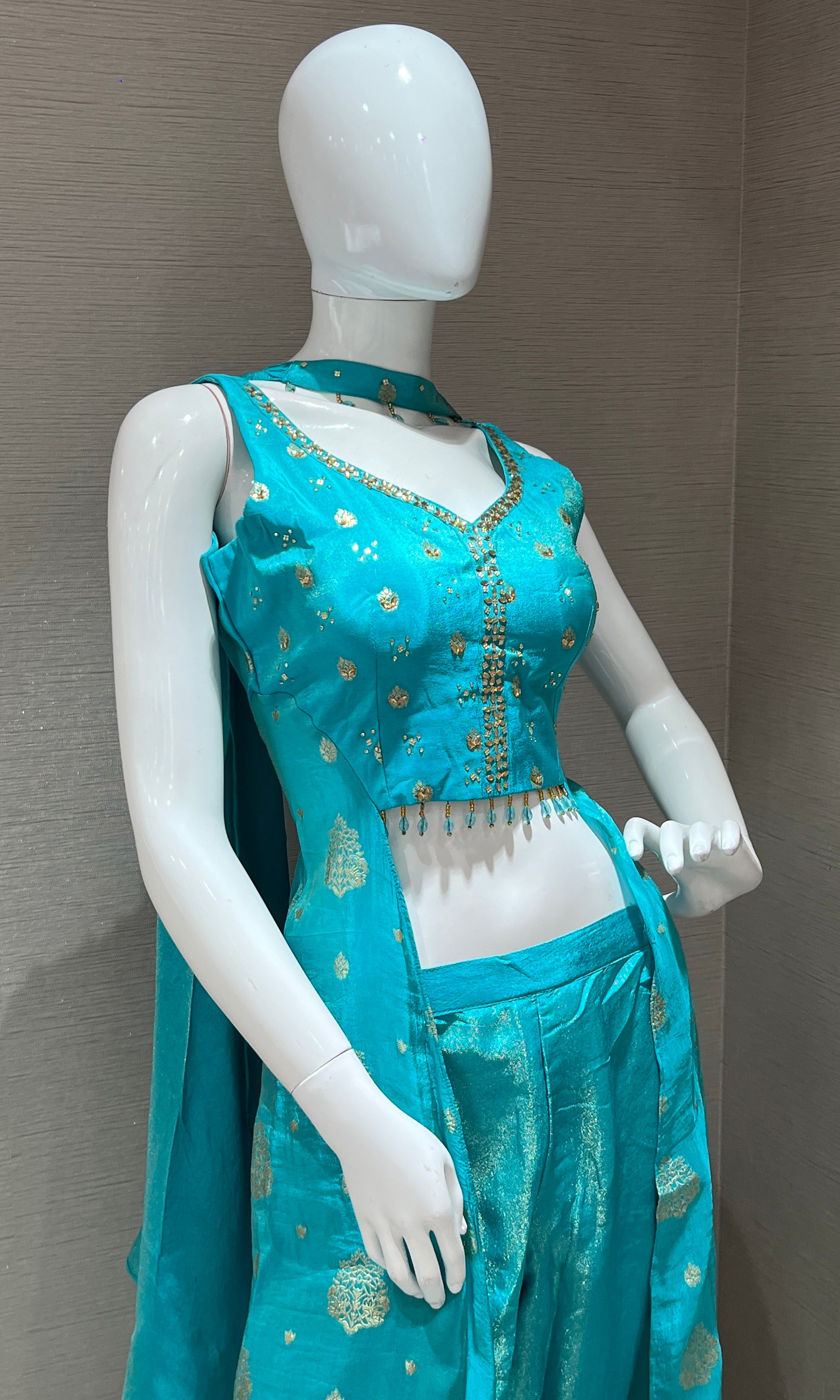 Sea blue Indo western