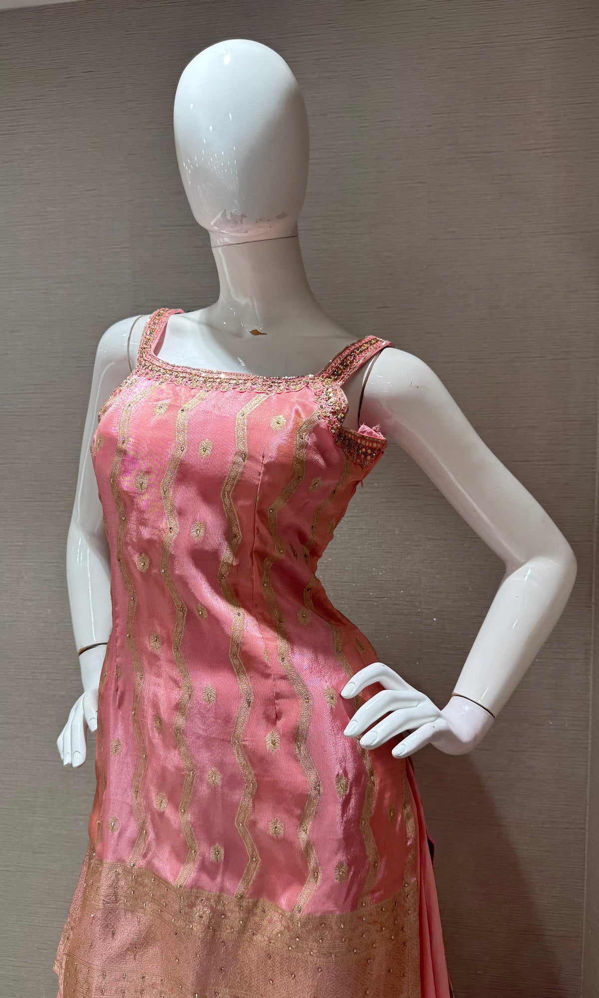Baby Pink Georgette Flared Sharara set with Dupatta