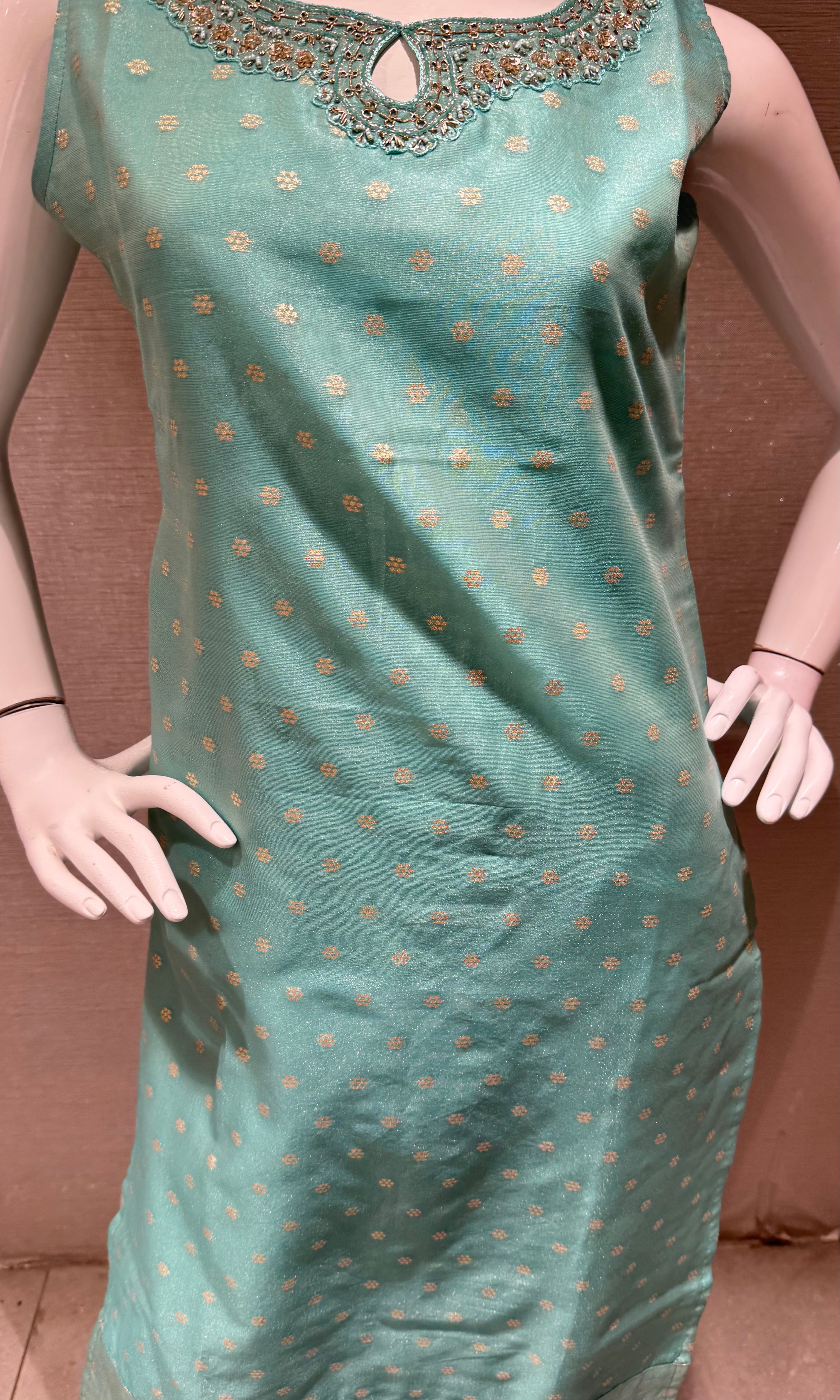 Sea Green Kurta Set with Shimmer Dupatta