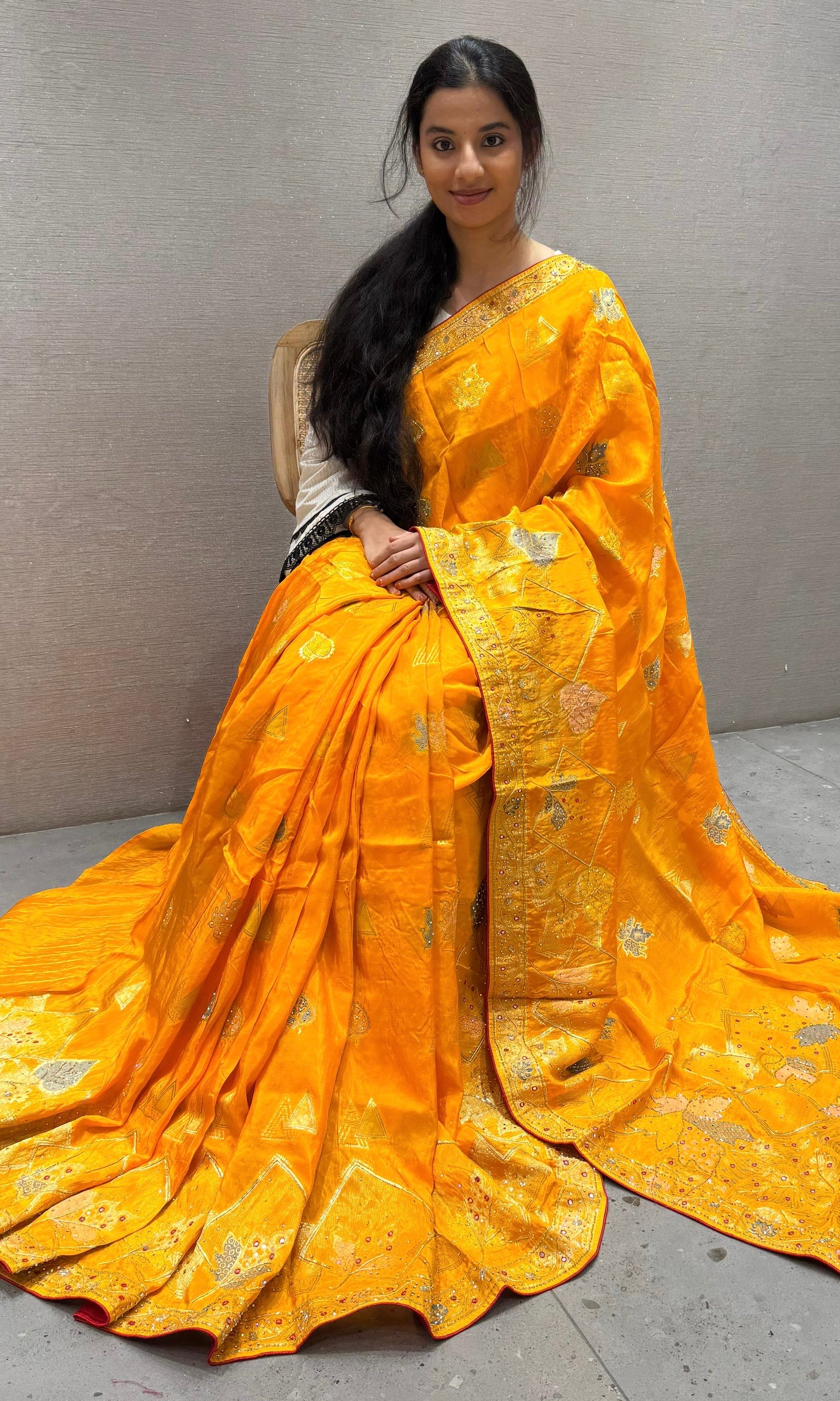 Gold Yellow Banarasi saree