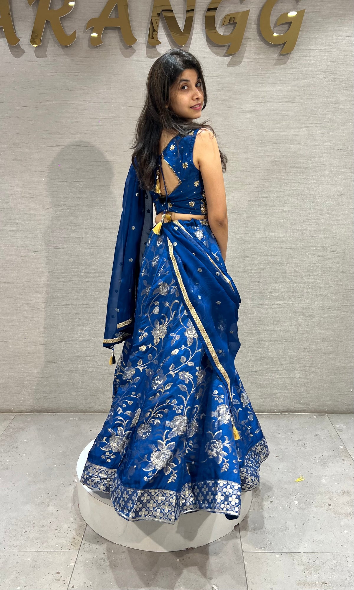 Royal Blue silk Embroidered Lehenga Choli Set