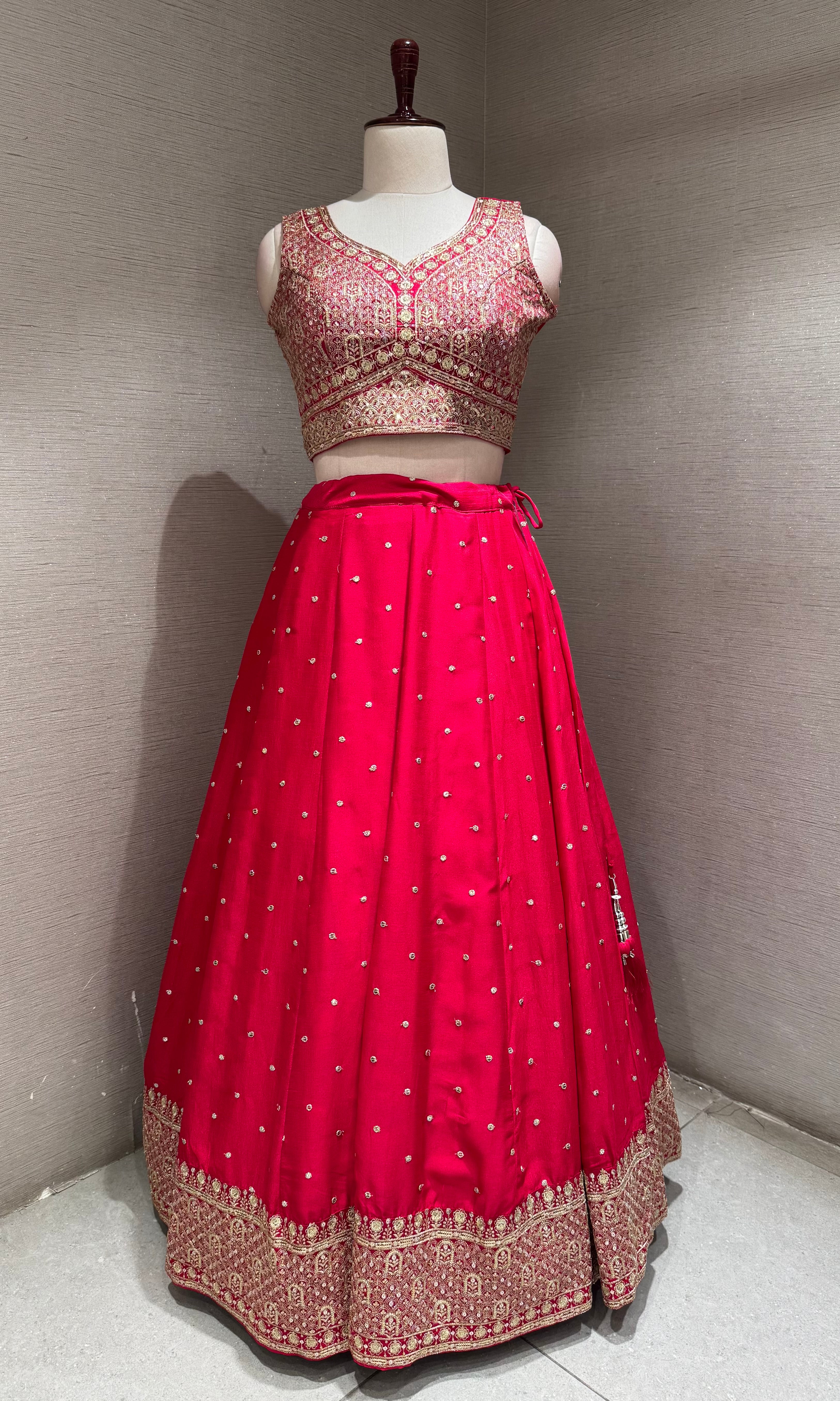 Rani Raw Silk Lehenga with Heavy Zari Border