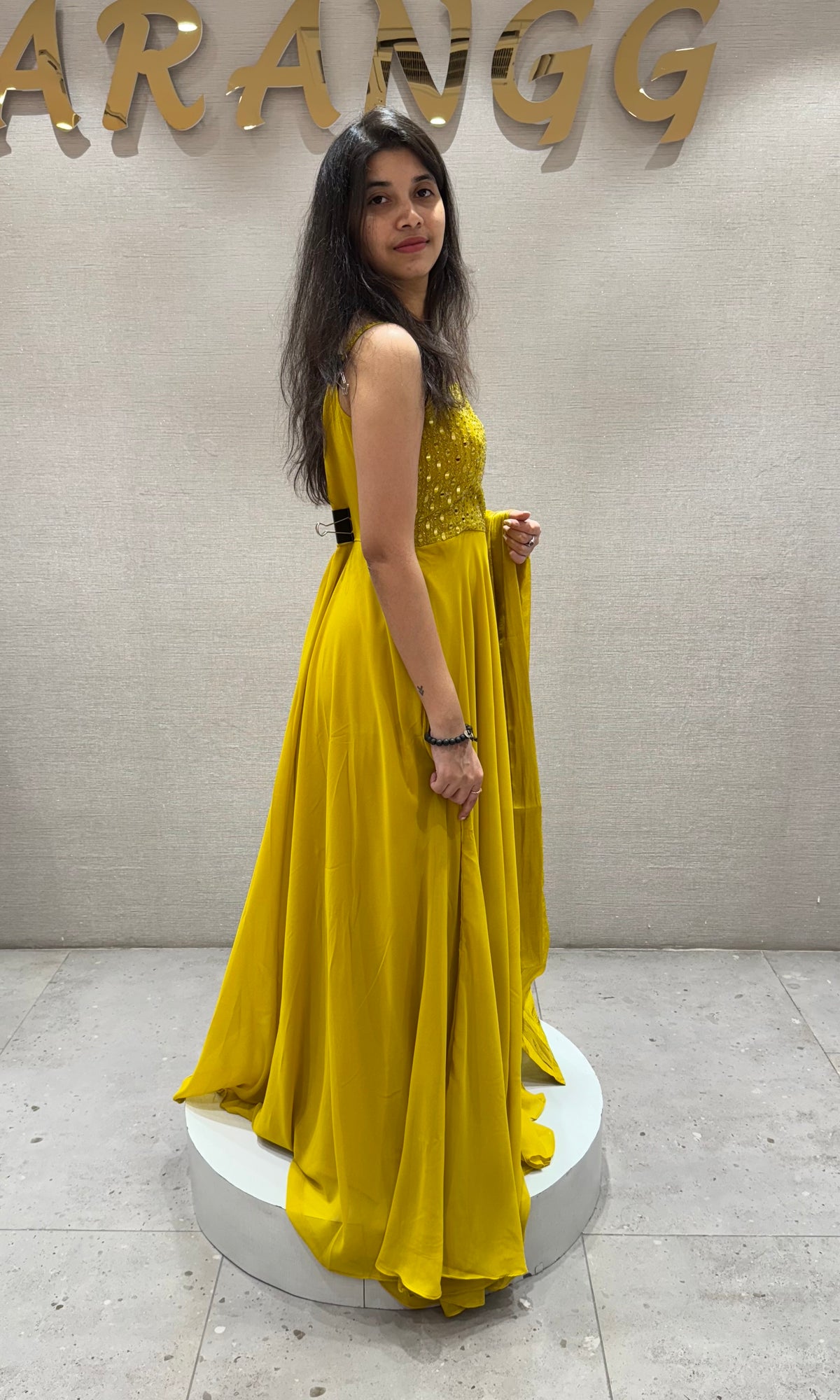 Yellow ANARKALI LONG DRESS WITH DUPATTA