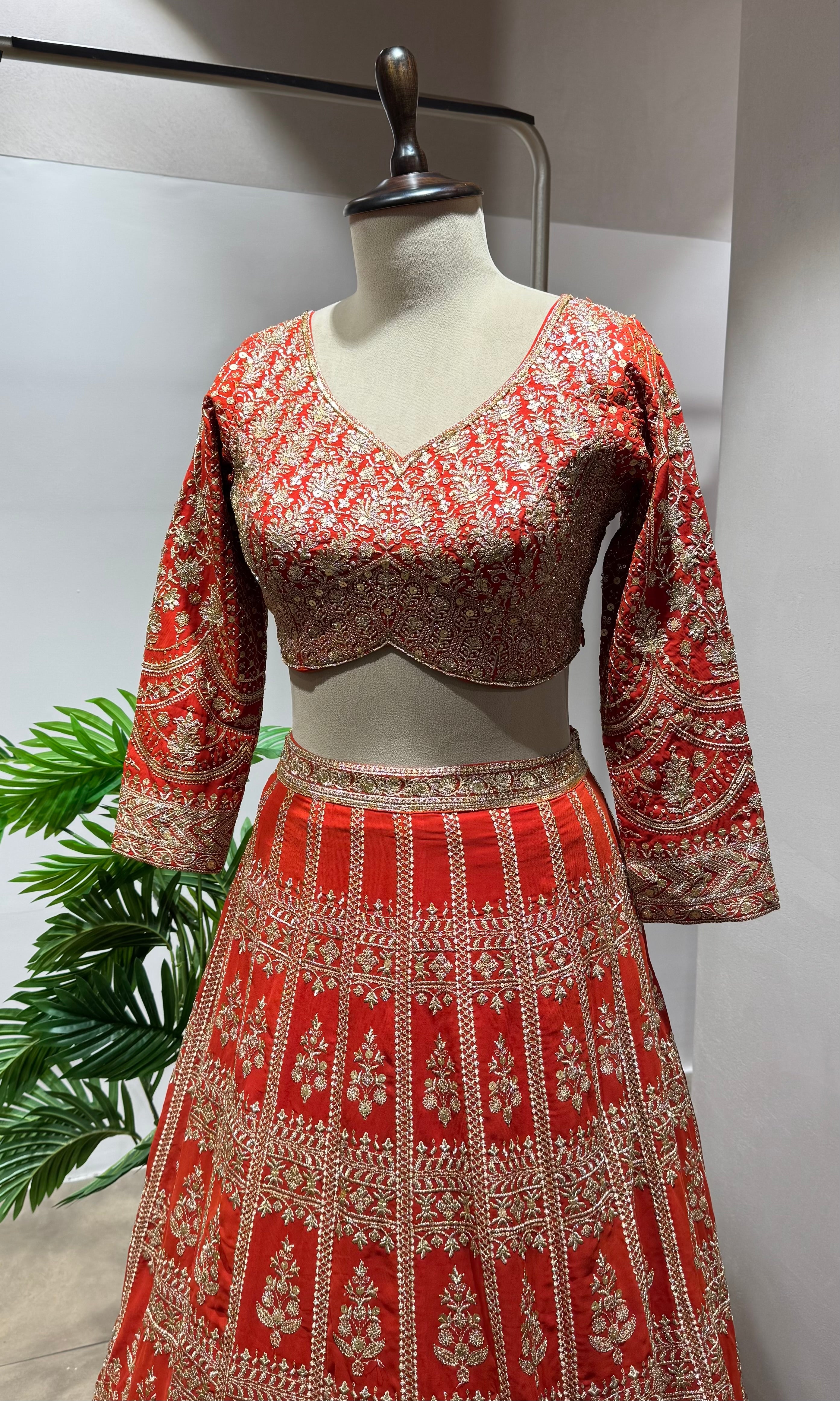 ORANGE GOLDEN Lehenga with Heavy Embroidered Blouse