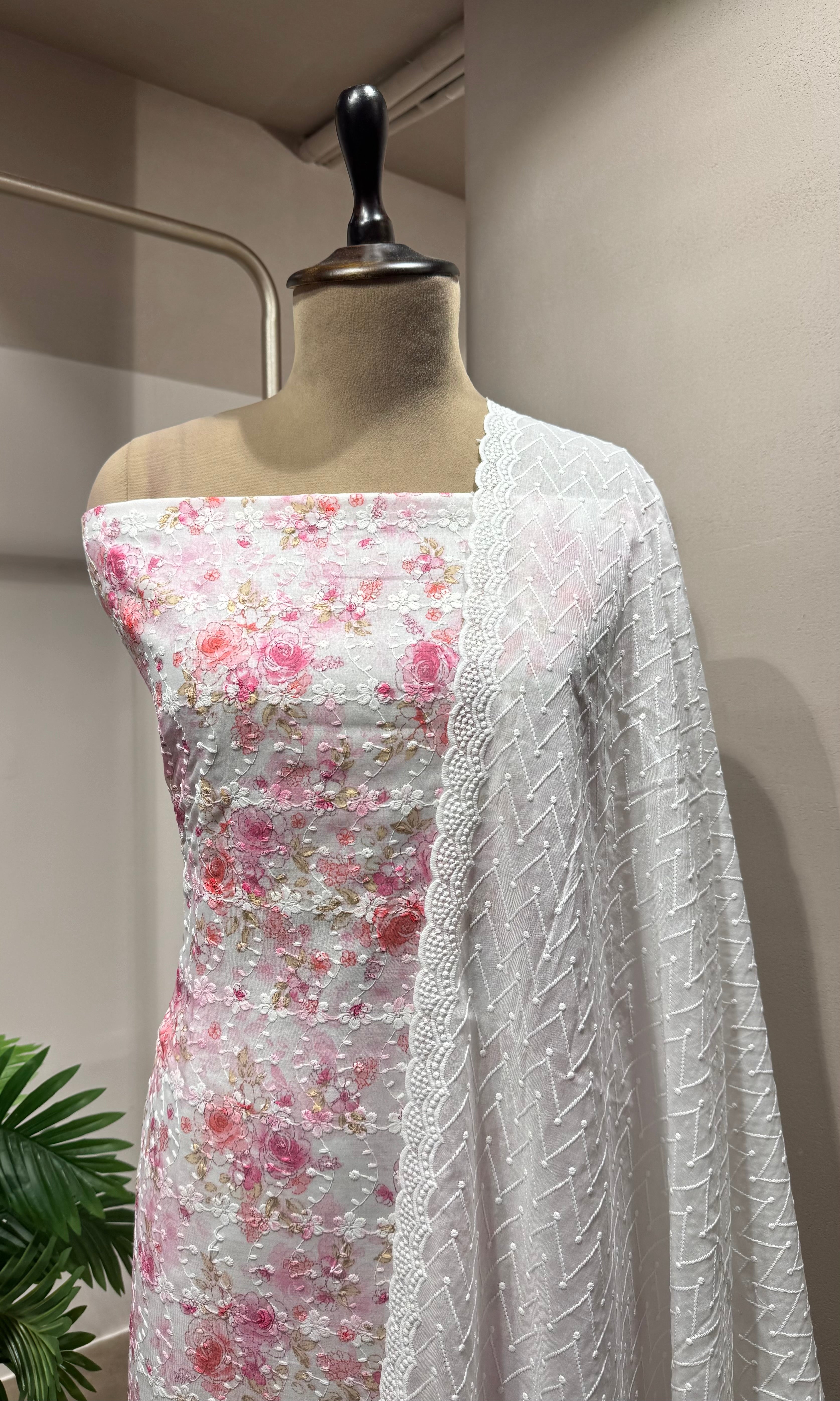 PINK floral dress material