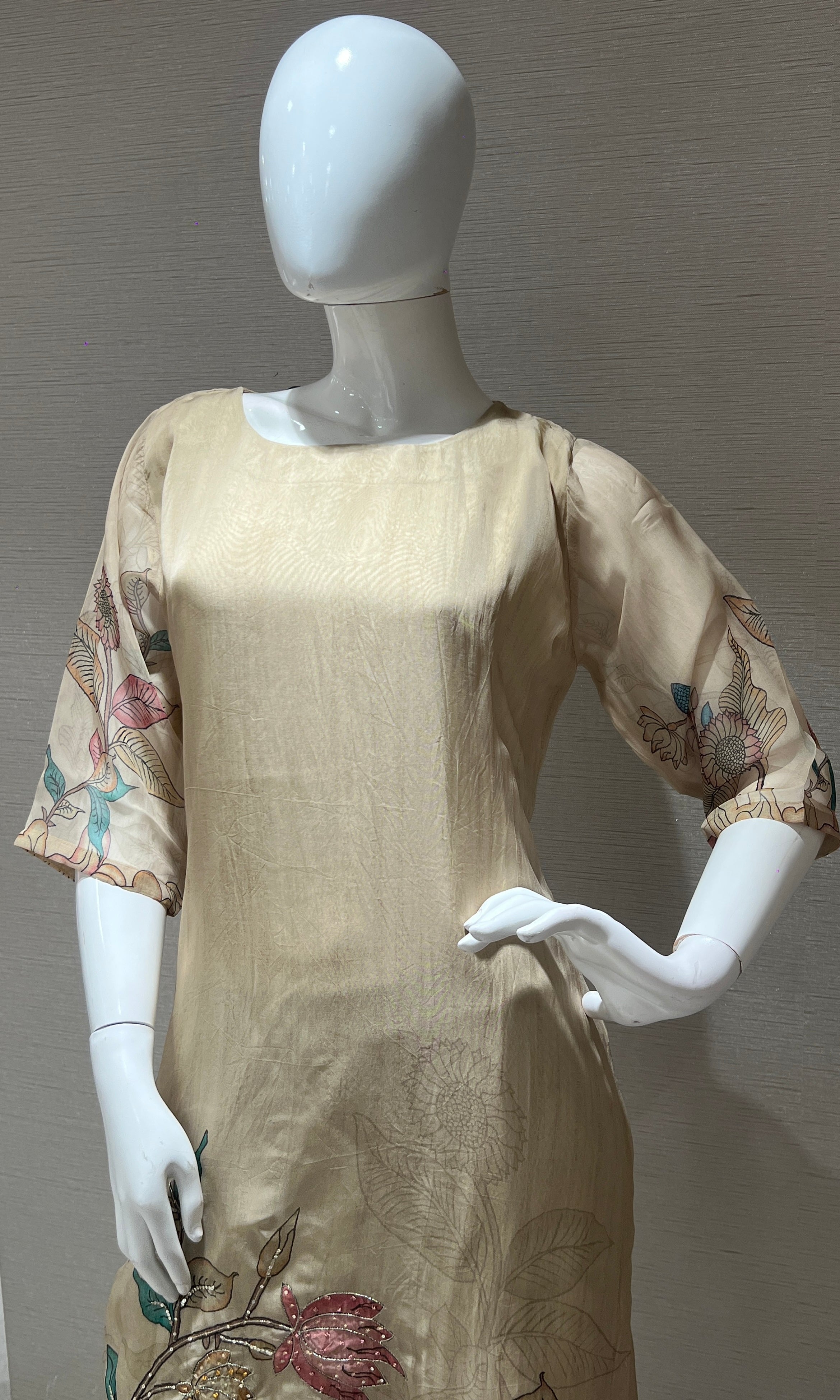 Beige kalamkari Kurti top