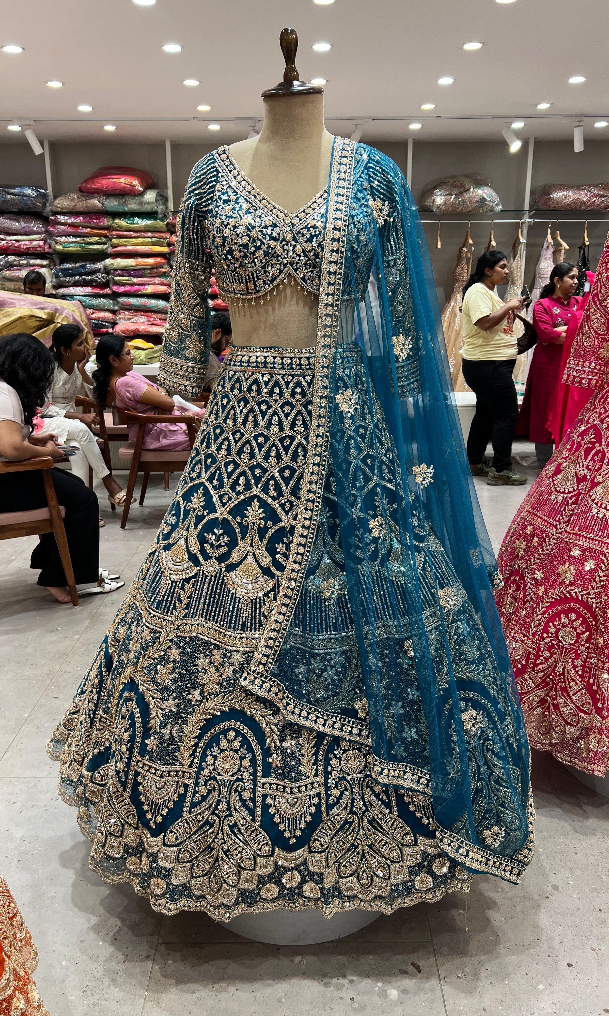 Peacock blue GOLDEN EMBROIDERY lehanga