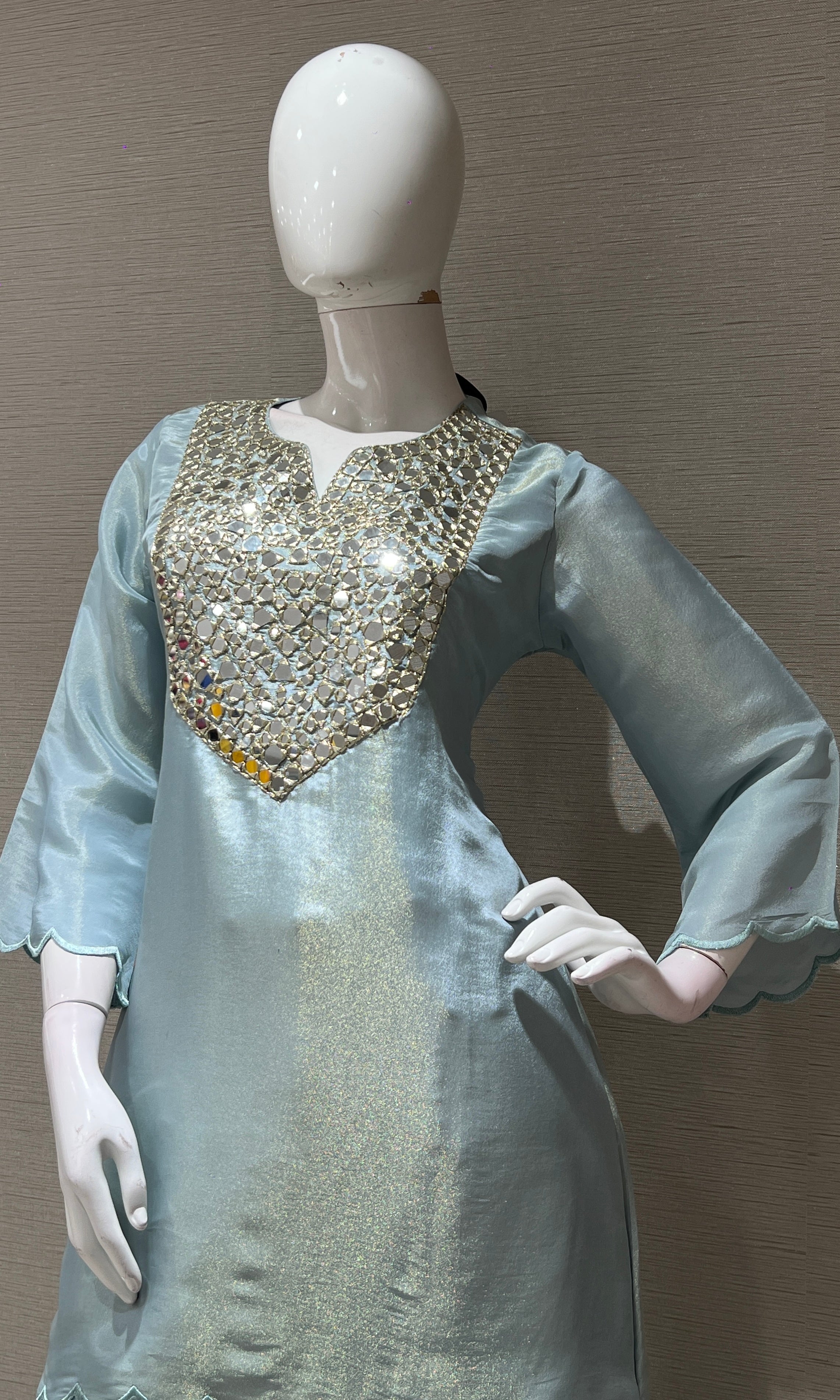 SEA BLUE MIRROR EMBELLISHED CORD SET