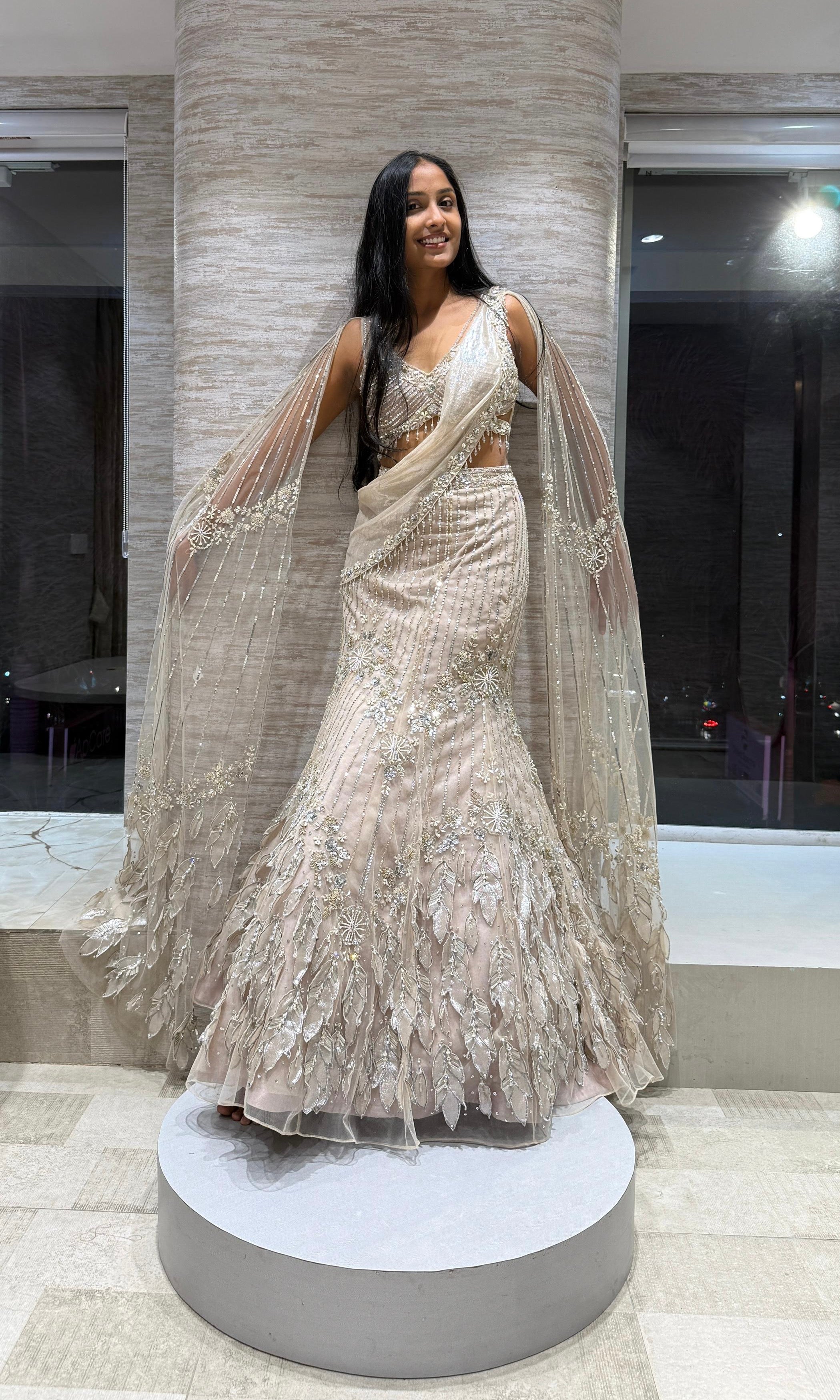 fawn Crystal Elegance Lehenga