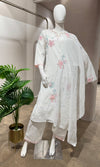 WHITE FLORAL MOTIFS ETHNIC KURTA SET