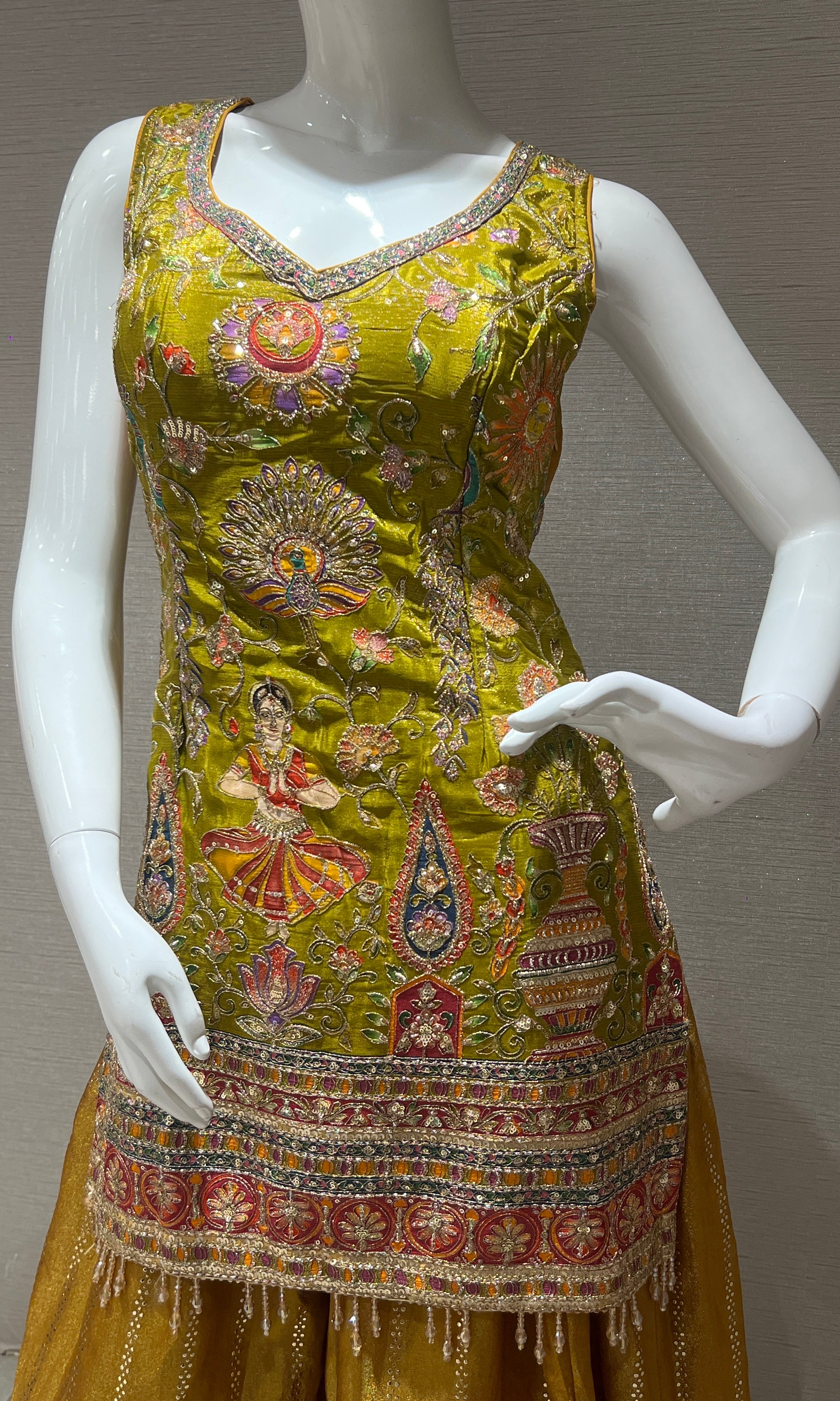 Mustard yellow sharara
