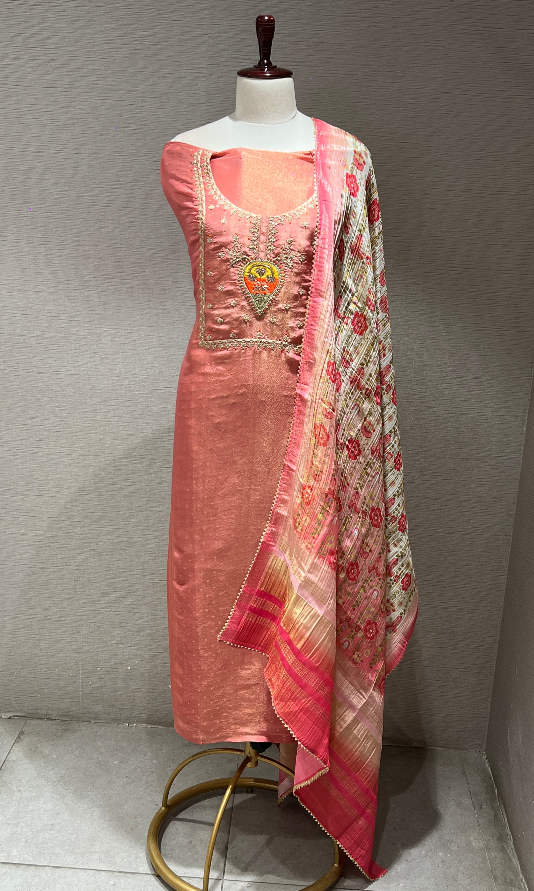 salmon pink dress material