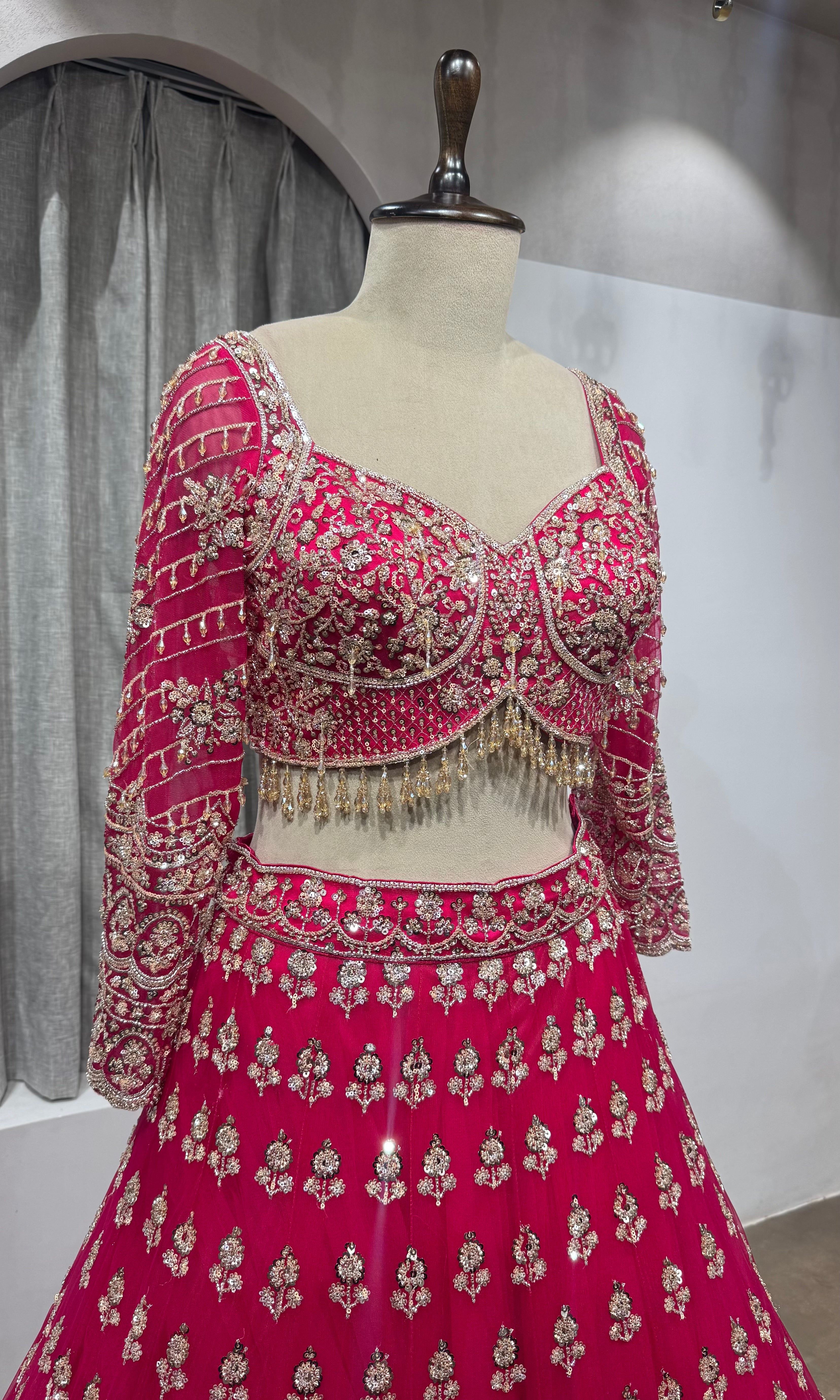 Rani Pink Intricate embroidered Lehenga