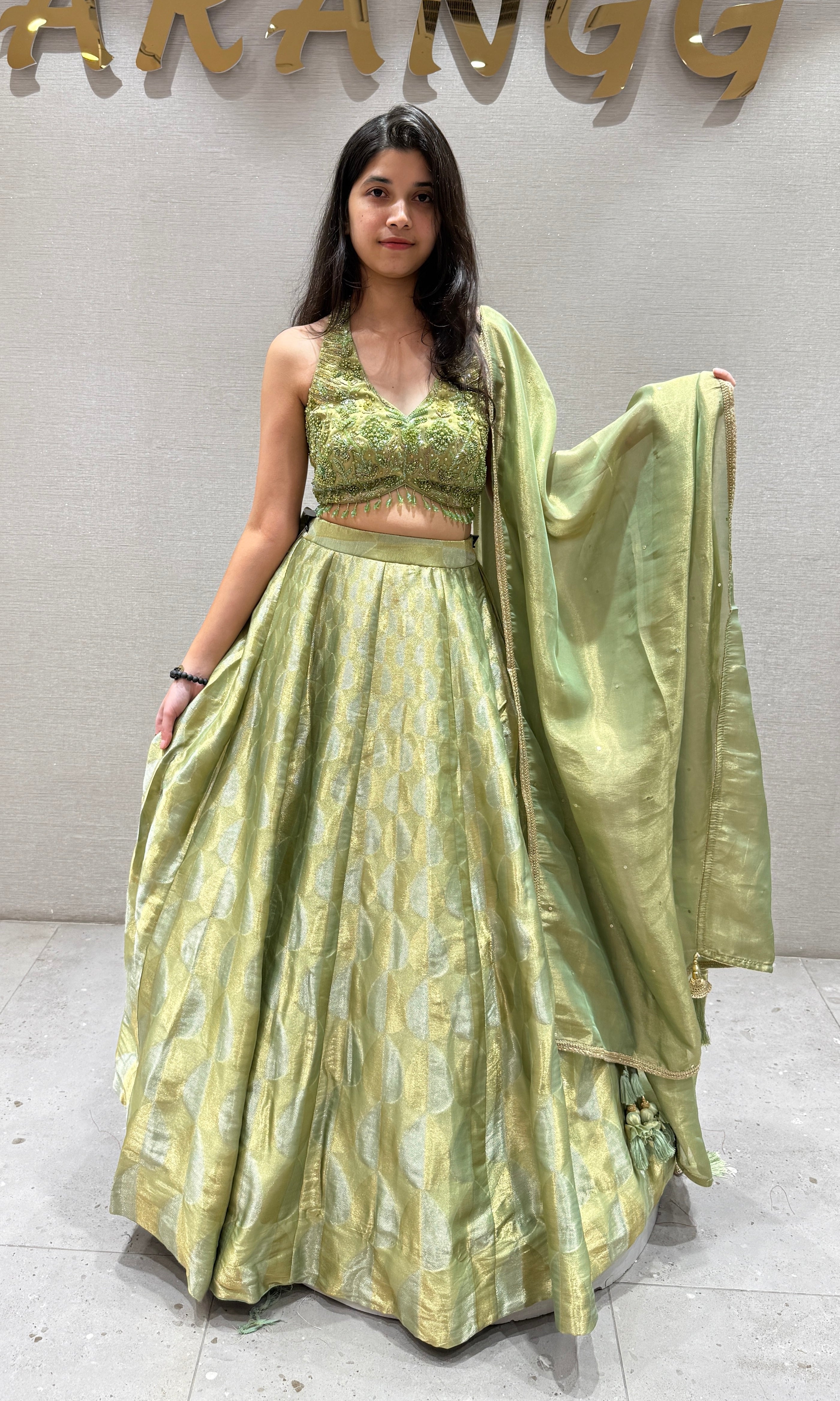 Pistachio Green Embroidered Lehenga Set