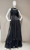 Black Beaded Shimmer Anarkali palazzo set