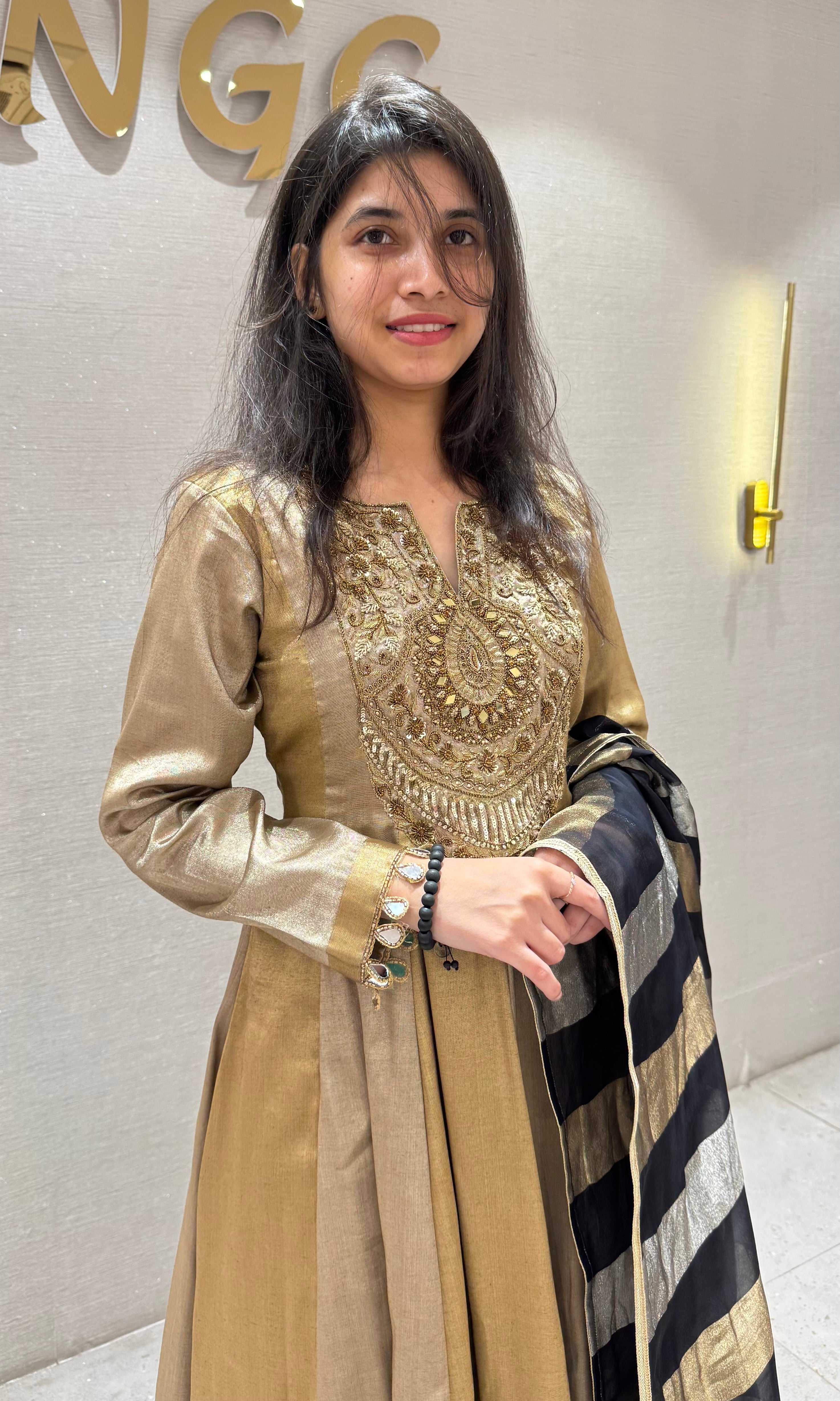 Gold EMBROIDERED Anarkali SET