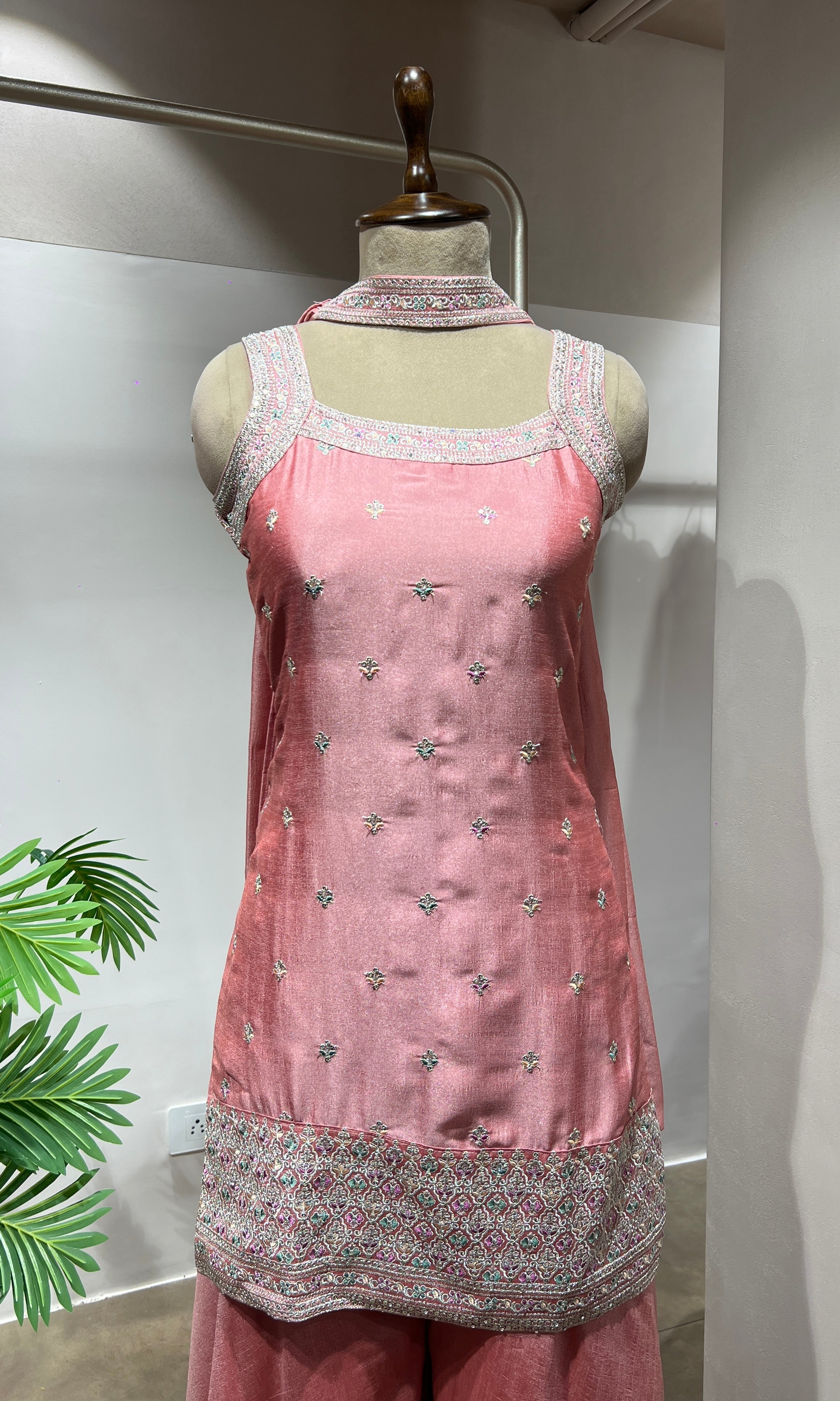 Baby pink Georgette Suit with Intricate ENSEMBEL