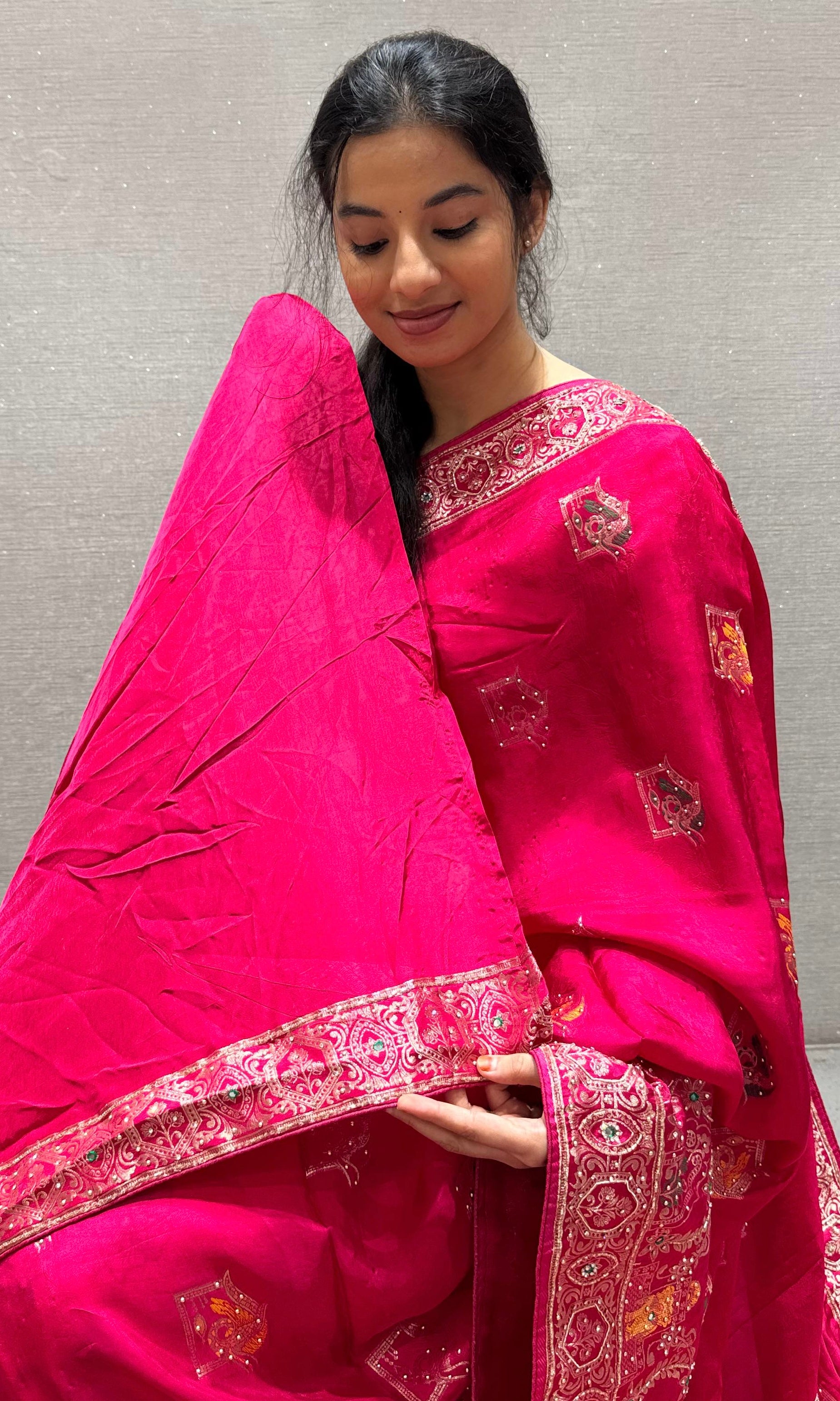Pink Banarasi saree