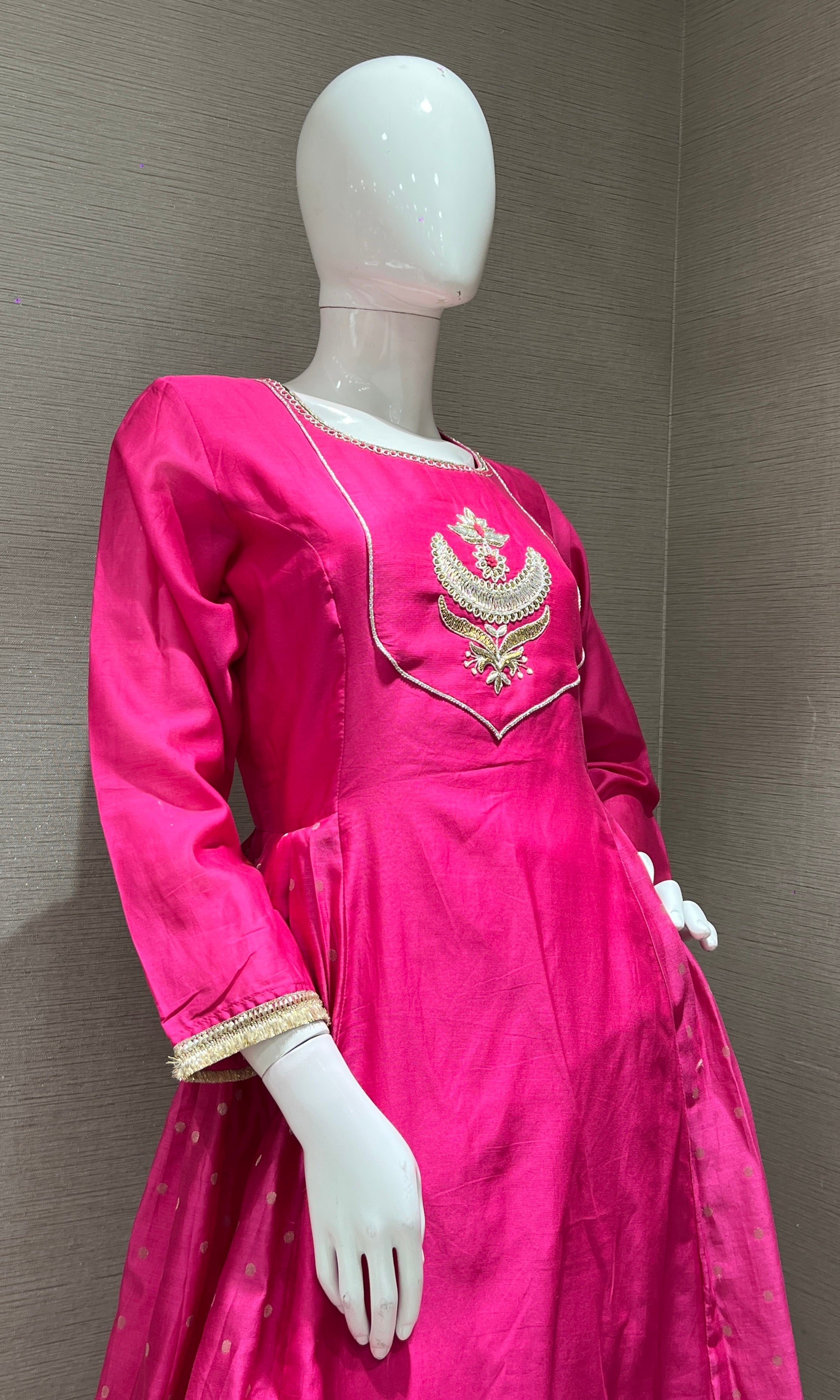 LOTUS PINK EMBROIDERED ANARKALI SET
