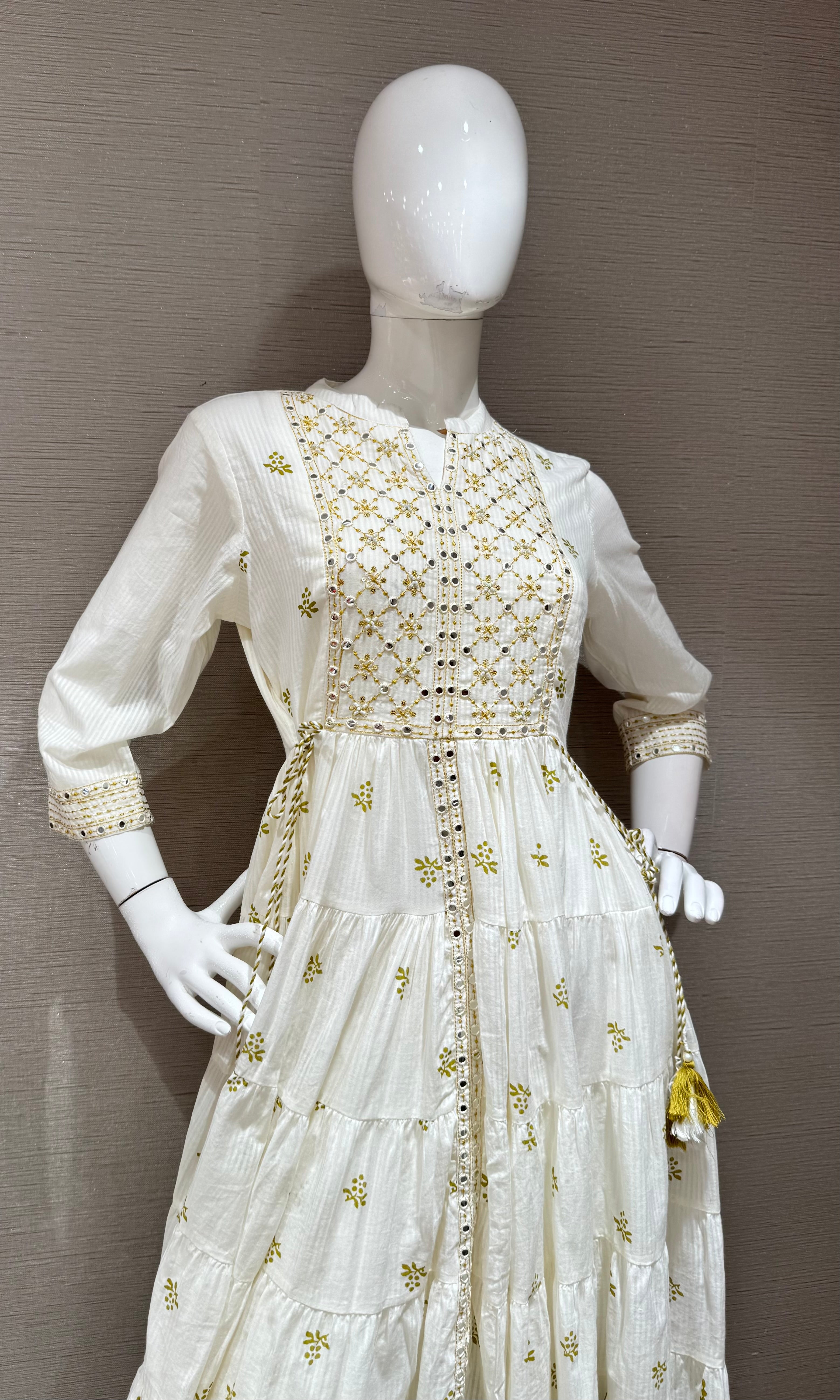 Green printed anarkali set with dupatta