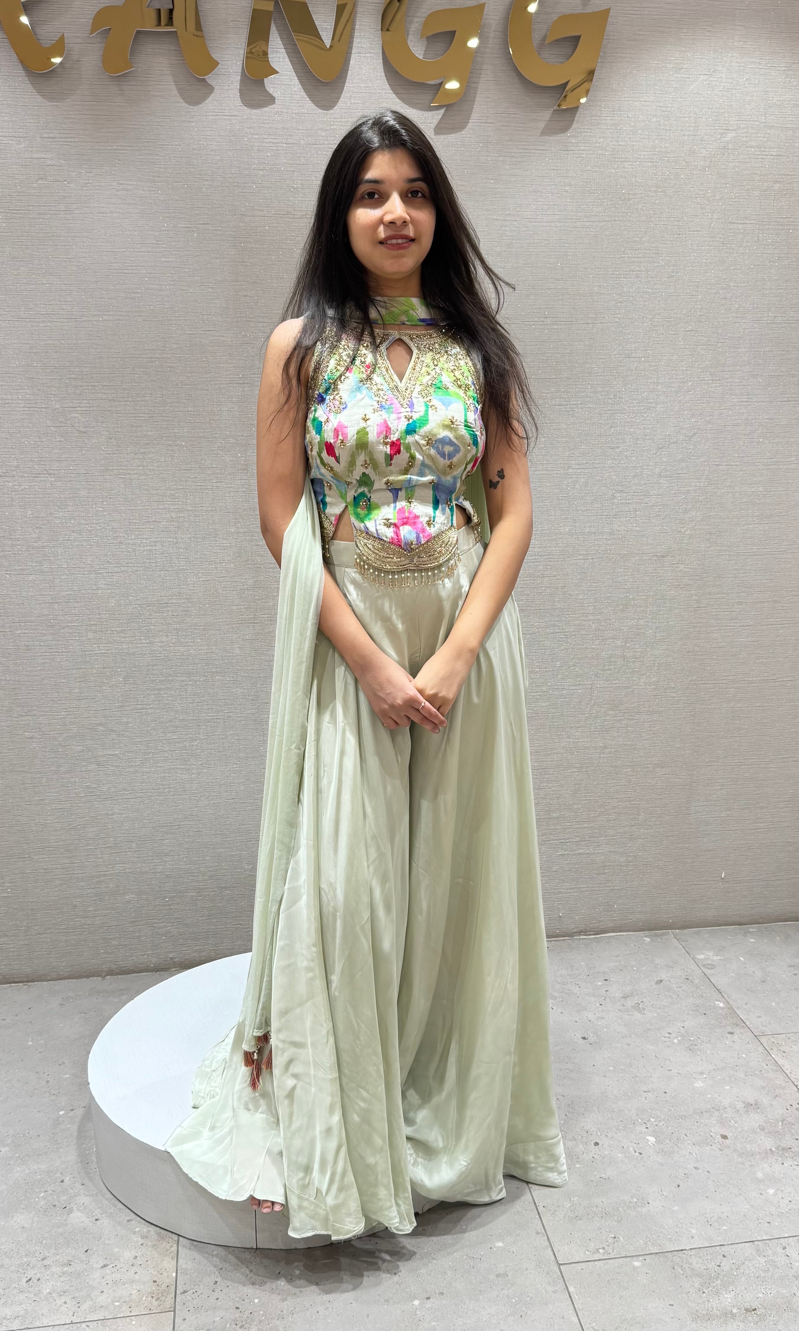 GREY Indo-Western fusion of flared palazzos
