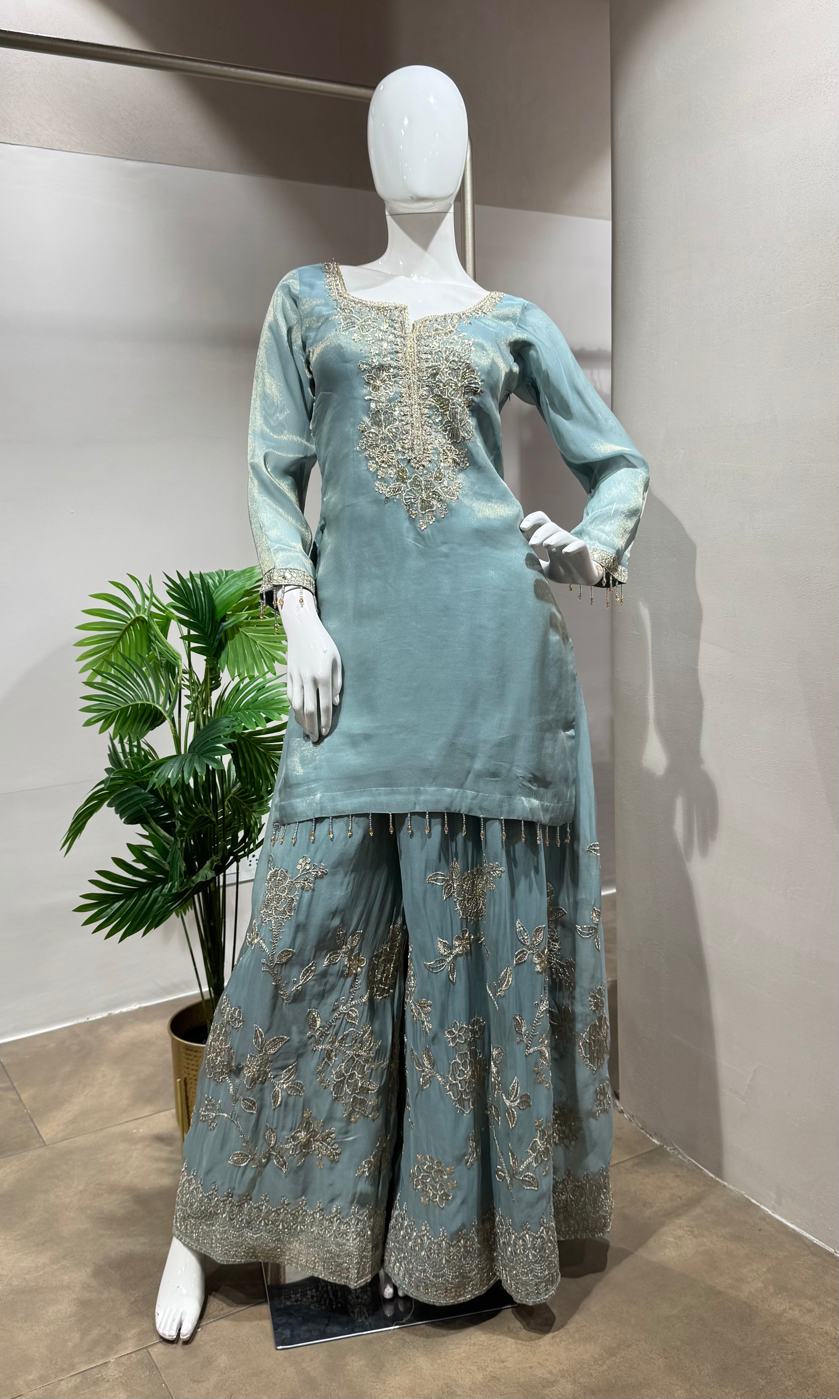 BLUE GOLDEN EMBROIDERED Sharara SET