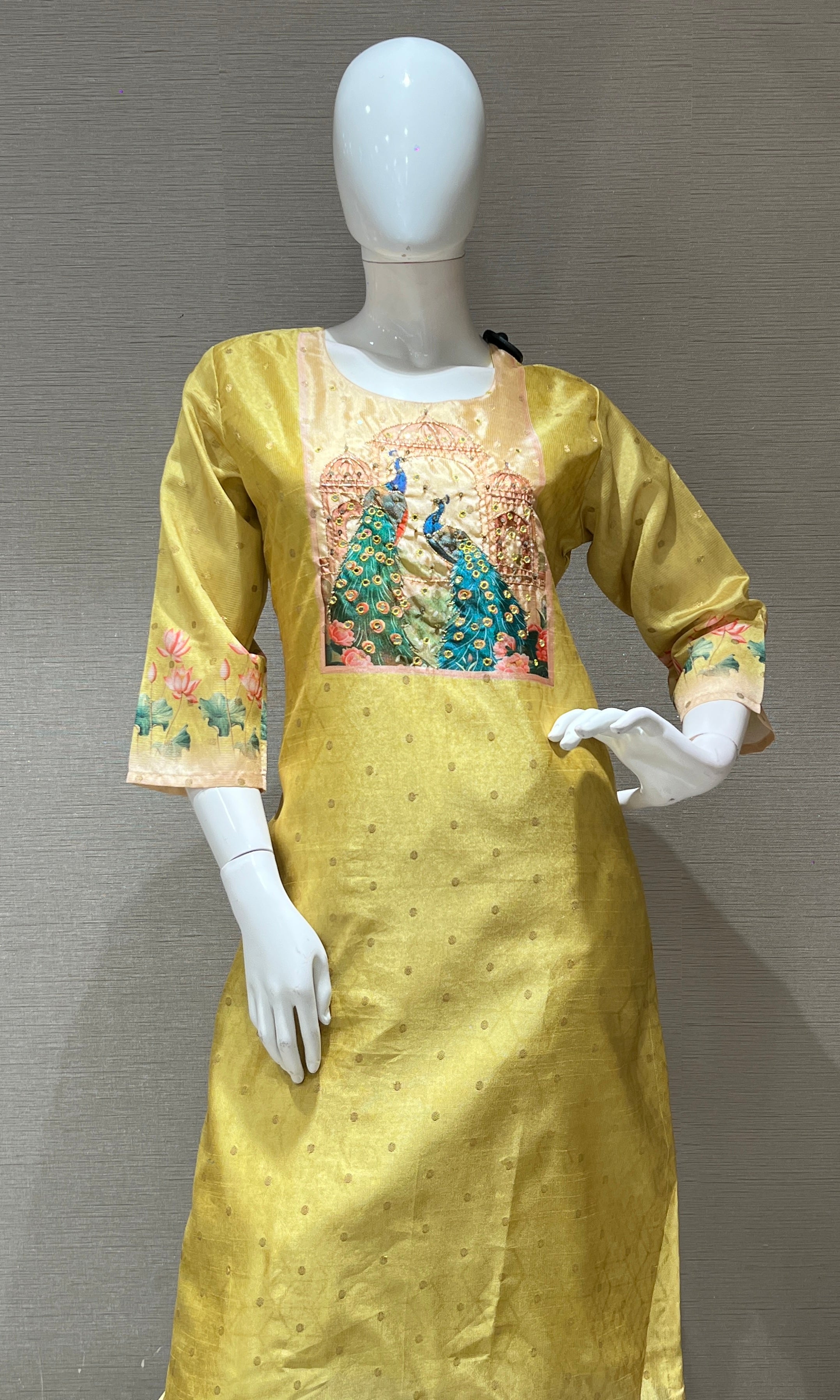 Parrot green peacock kurta set