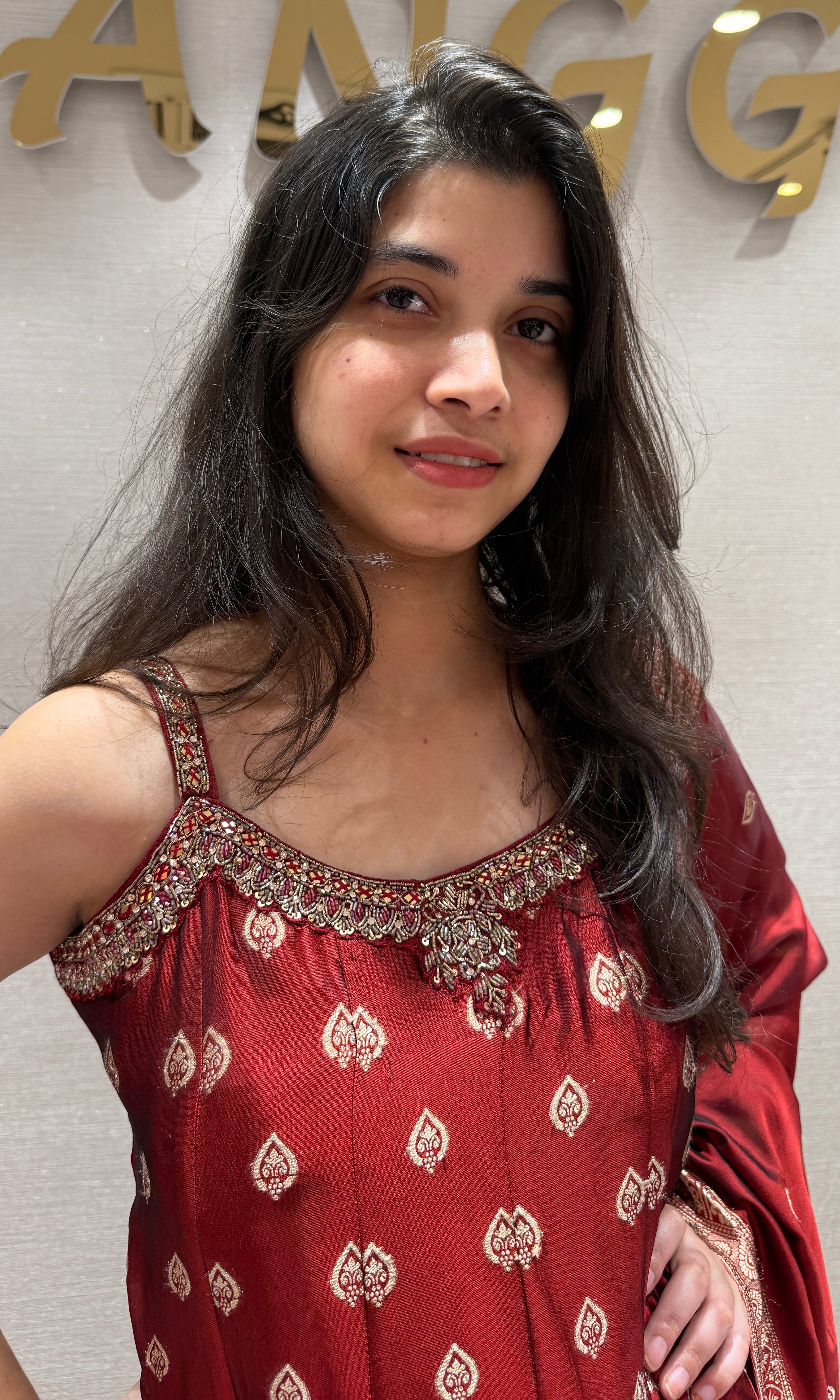 Maroon Banarasi Anarkali SET