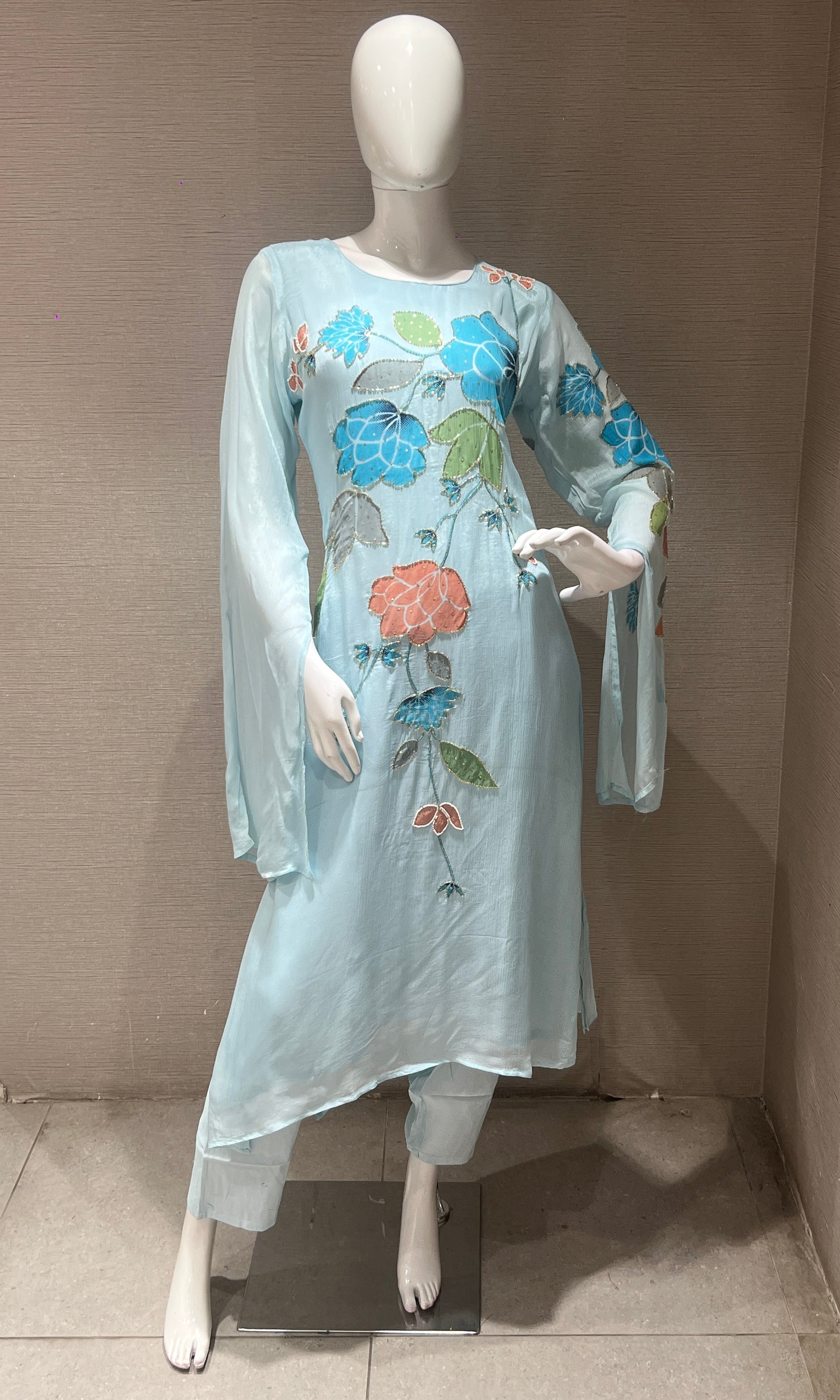 Sea blue kurta set
