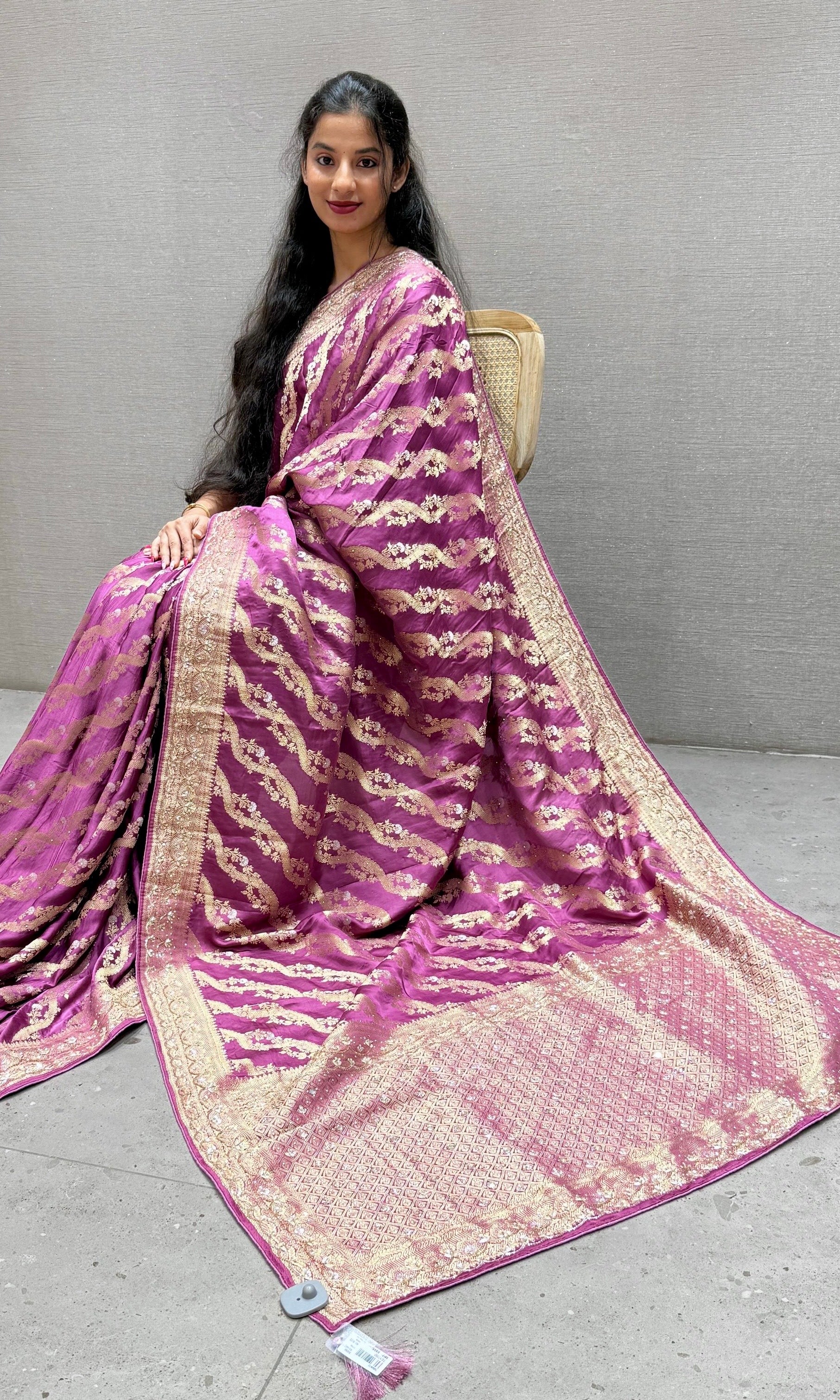 Onion pink Banarasi saree