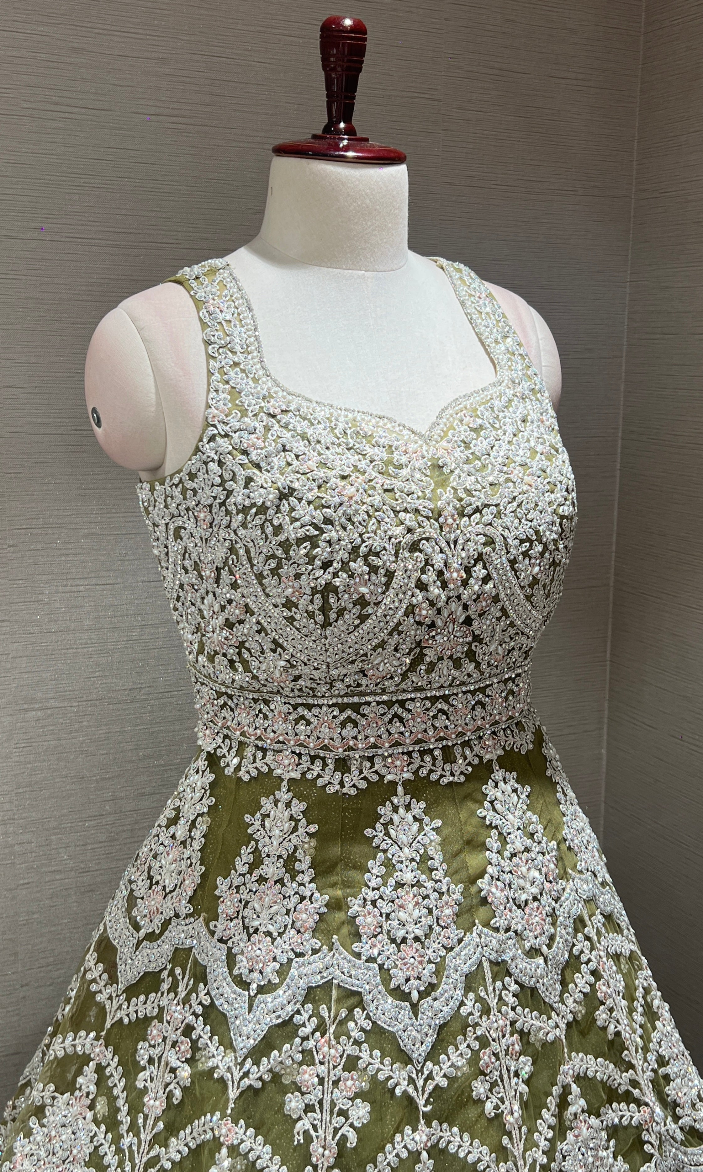 Mint Green Layered Peplum Lehenga Set