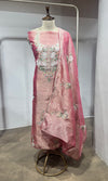 Pink Floral Tissue dress material